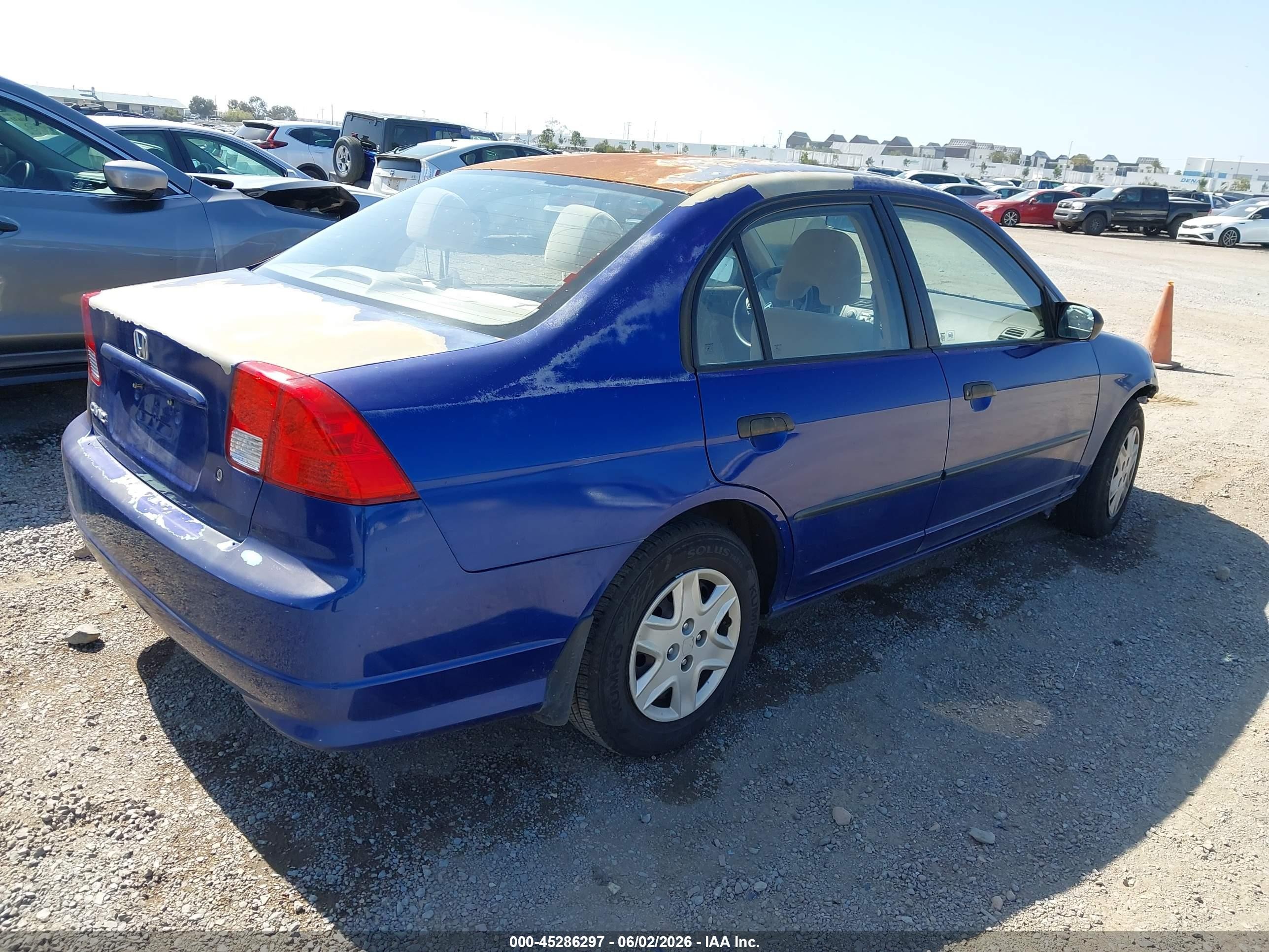 2005 Honda Civic Vp Blue vin: 2HGES16385H552633