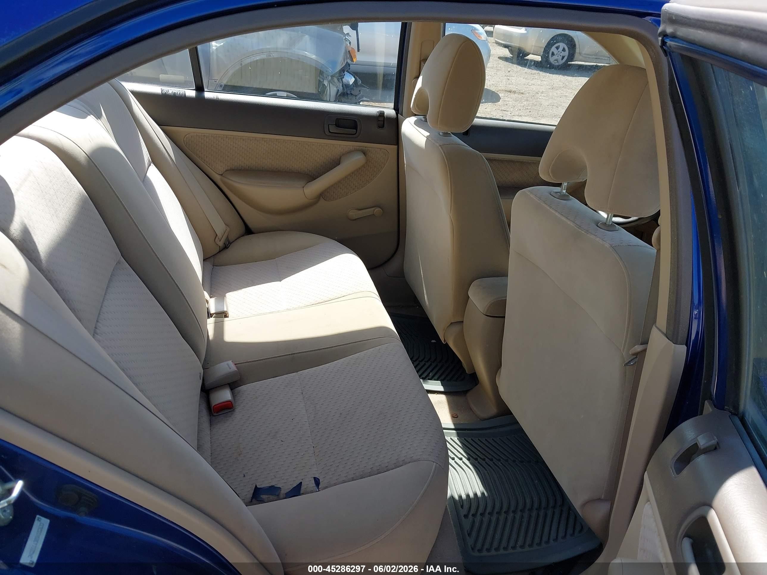 2005 Honda Civic Vp Blue vin: 2HGES16385H552633