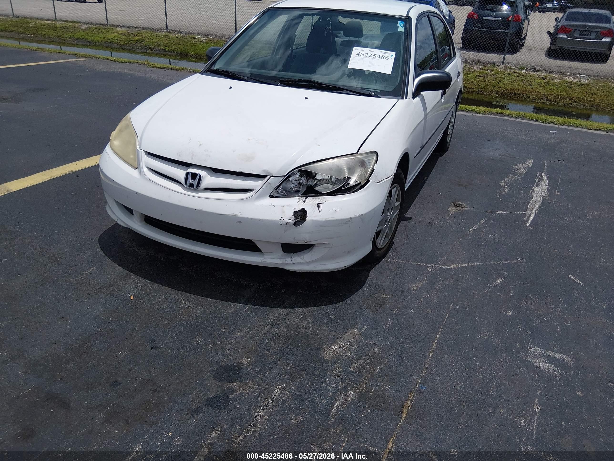 2004 Honda Civic Vp White vin: 2HGES16394H533460