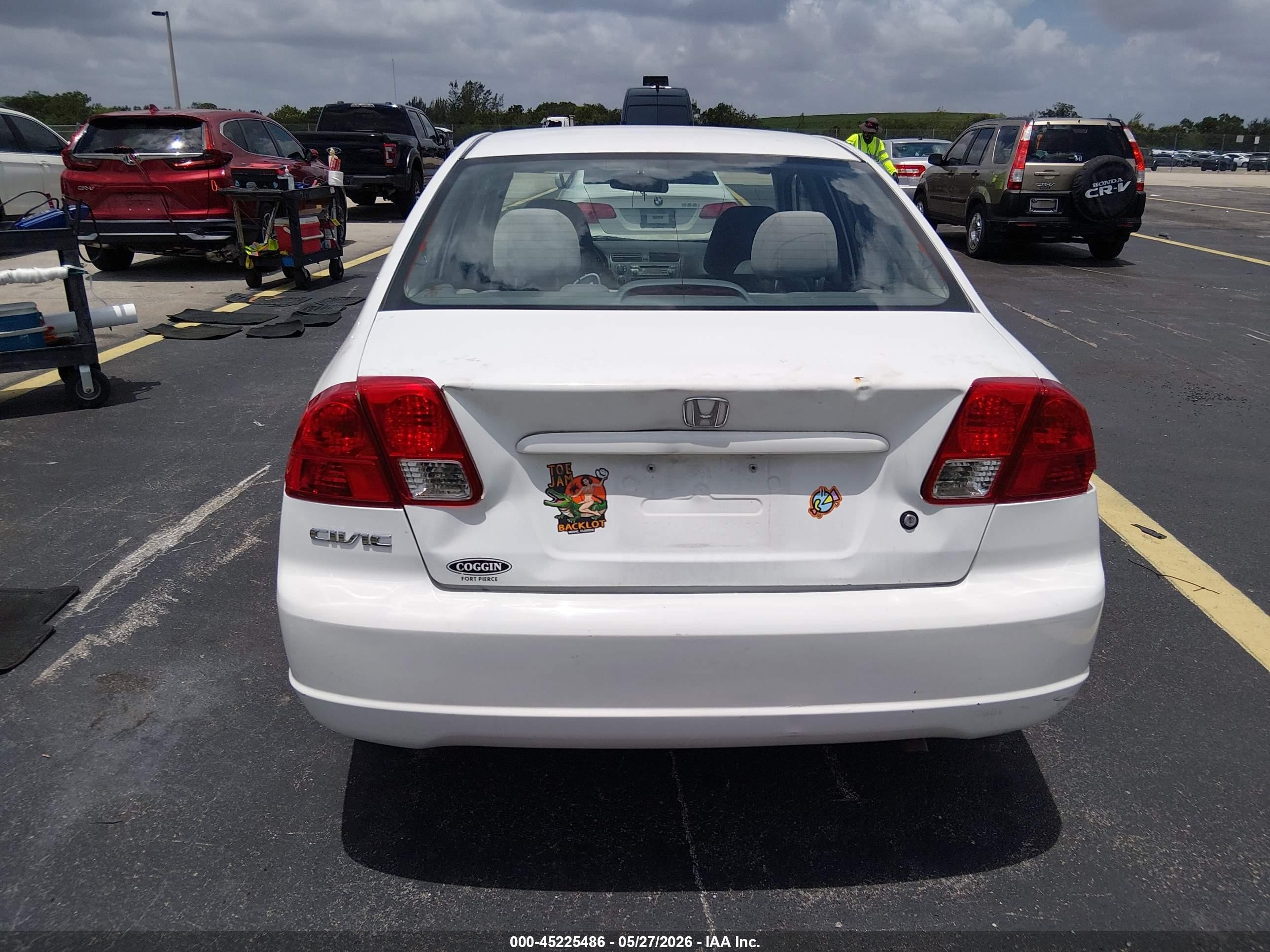 2004 Honda Civic Vp White vin: 2HGES16394H533460