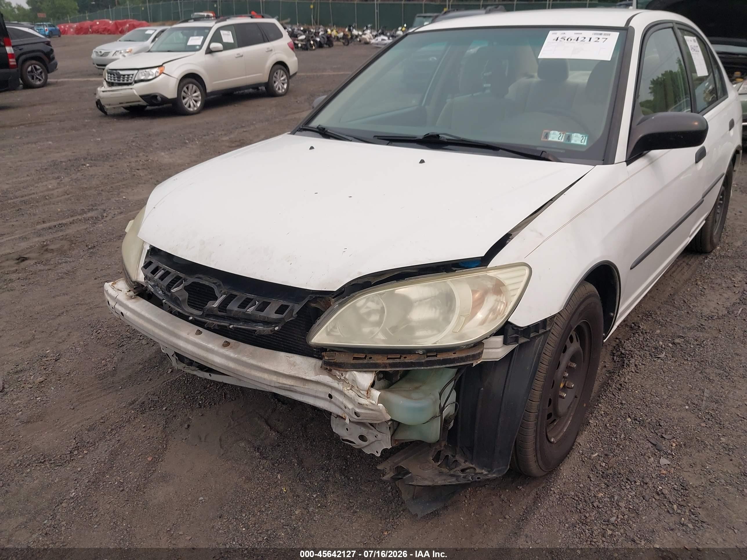 2005 Honda Civic Vp White vin: 2HGES16395H563060