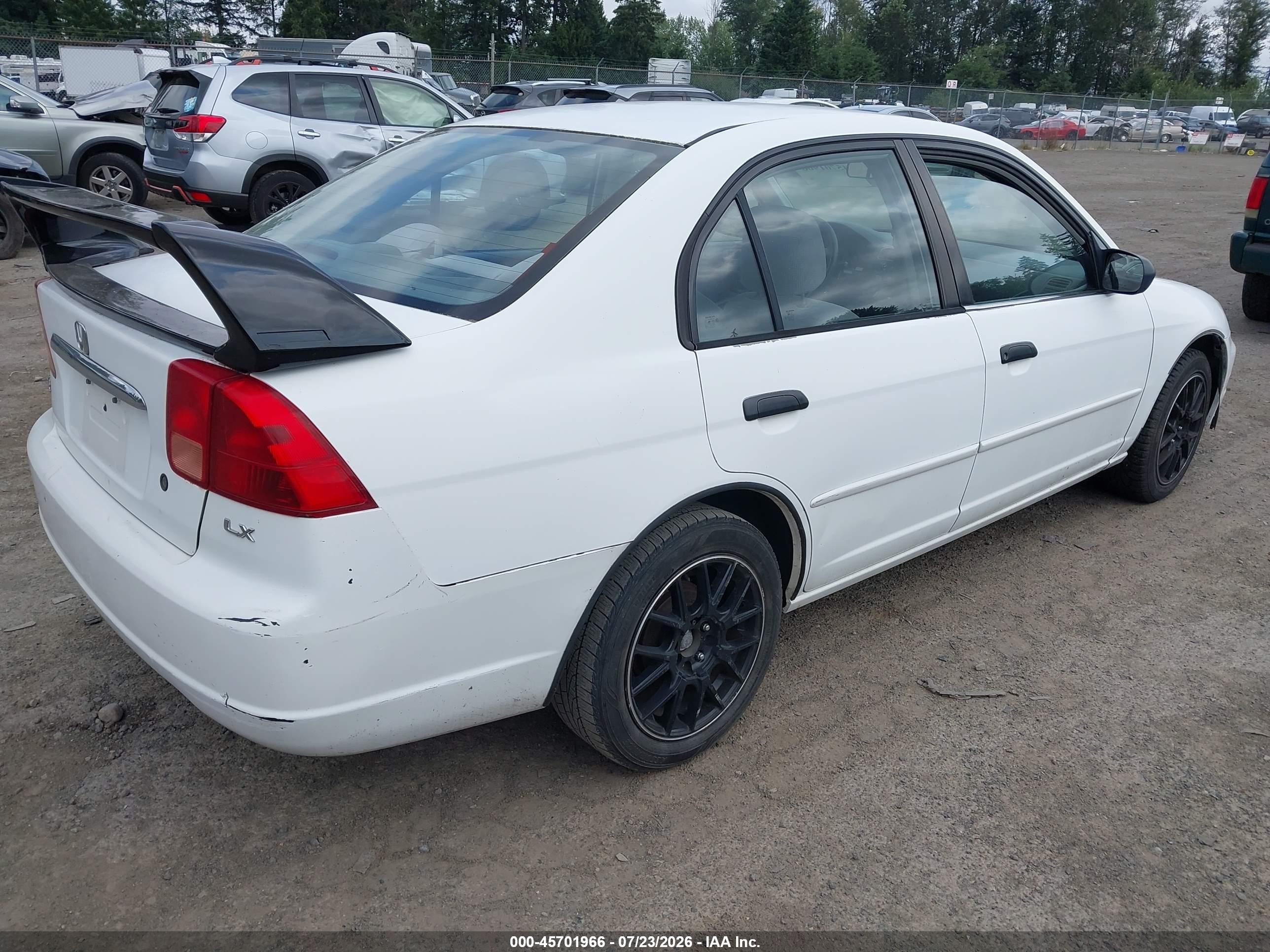 2001 Honda Civic Lx White vin: 2HGES16501H613775