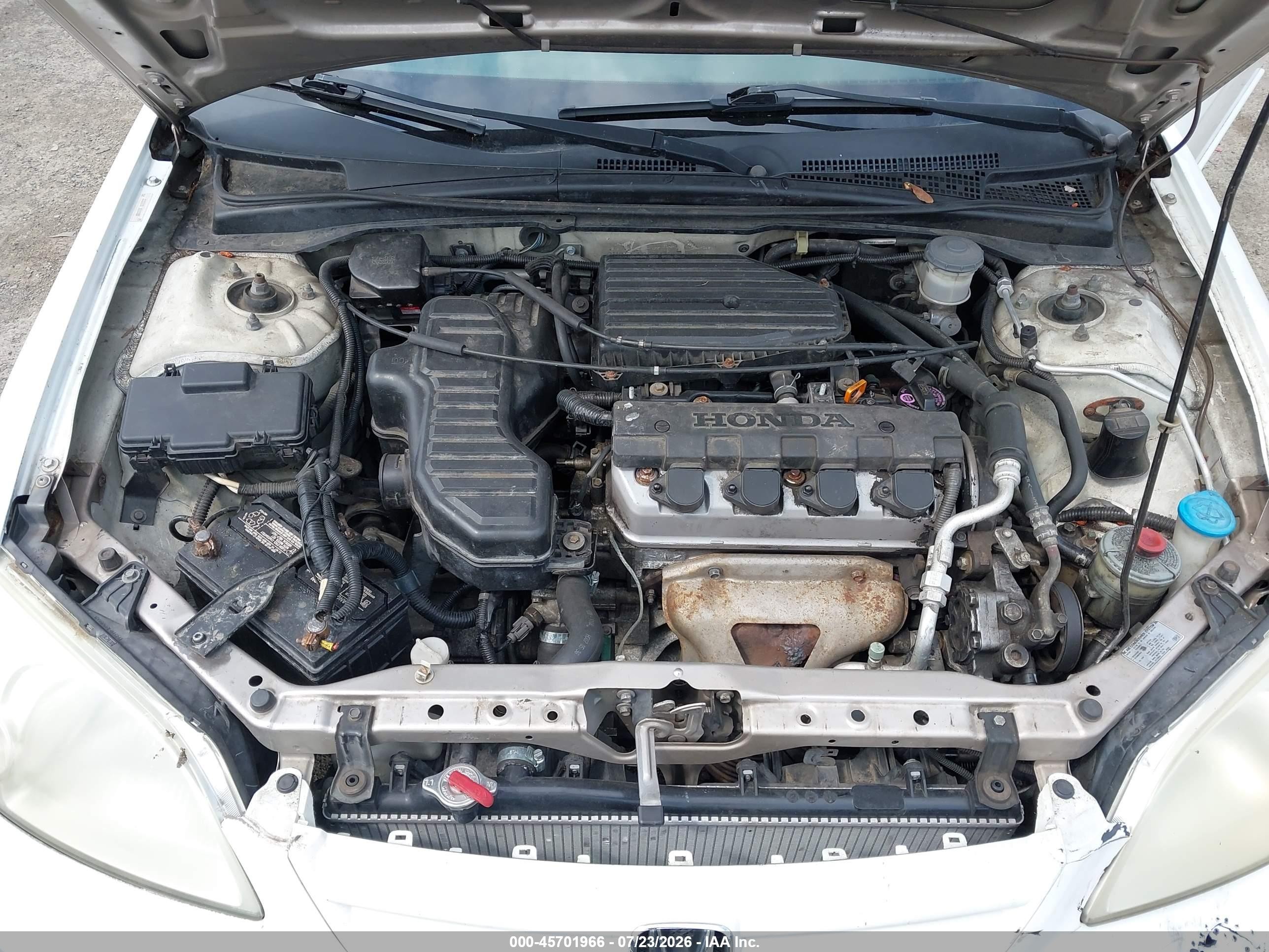 2001 Honda Civic Lx White vin: 2HGES16501H613775