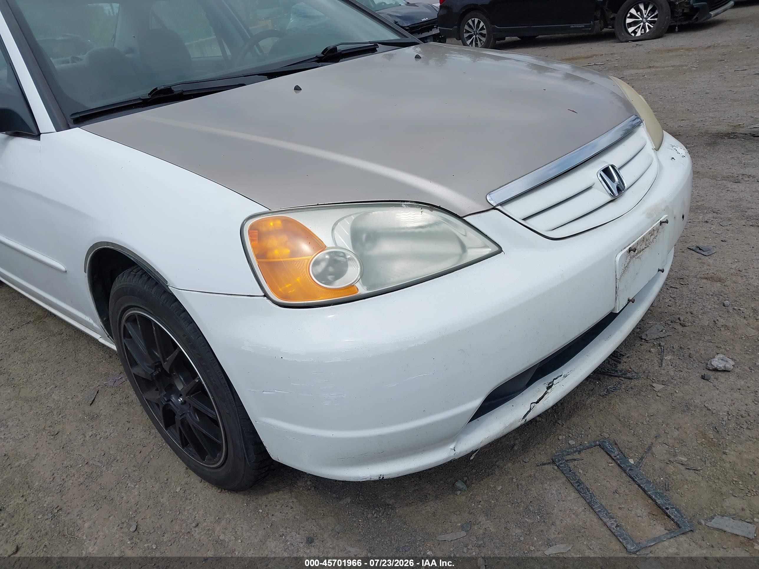 2001 Honda Civic Lx White vin: 2HGES16501H613775