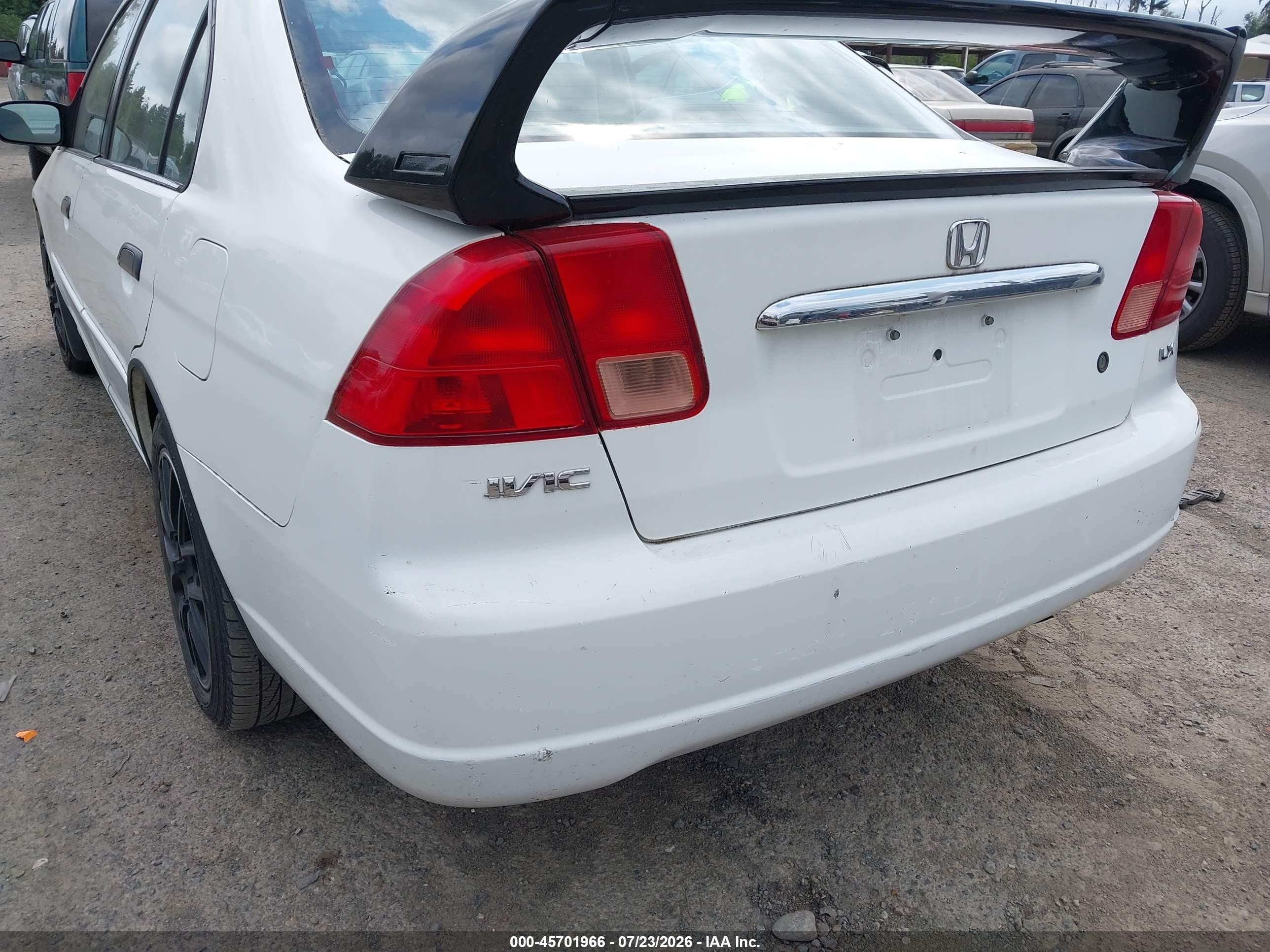 2001 Honda Civic Lx White vin: 2HGES16501H613775