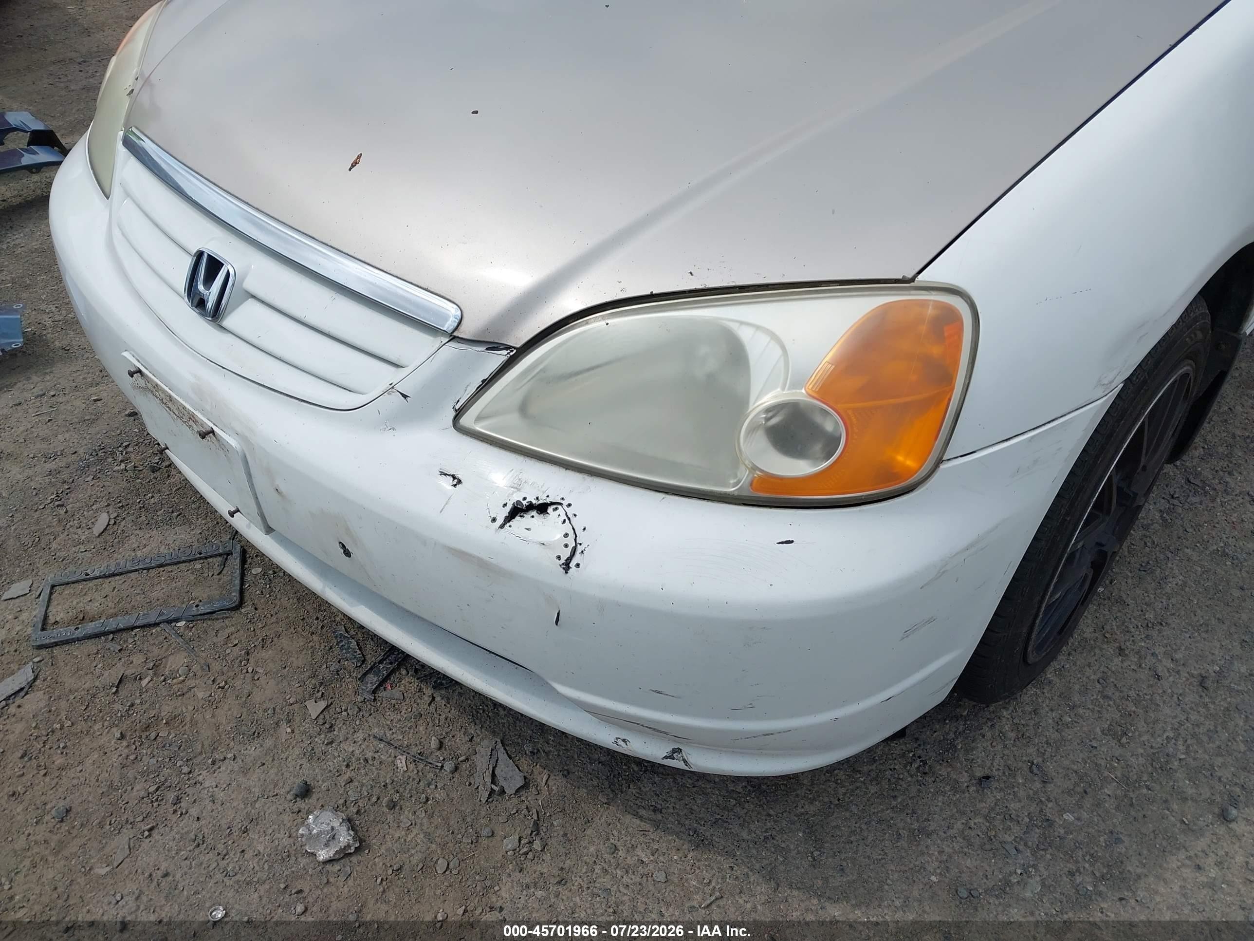 2001 Honda Civic Lx White vin: 2HGES16501H613775