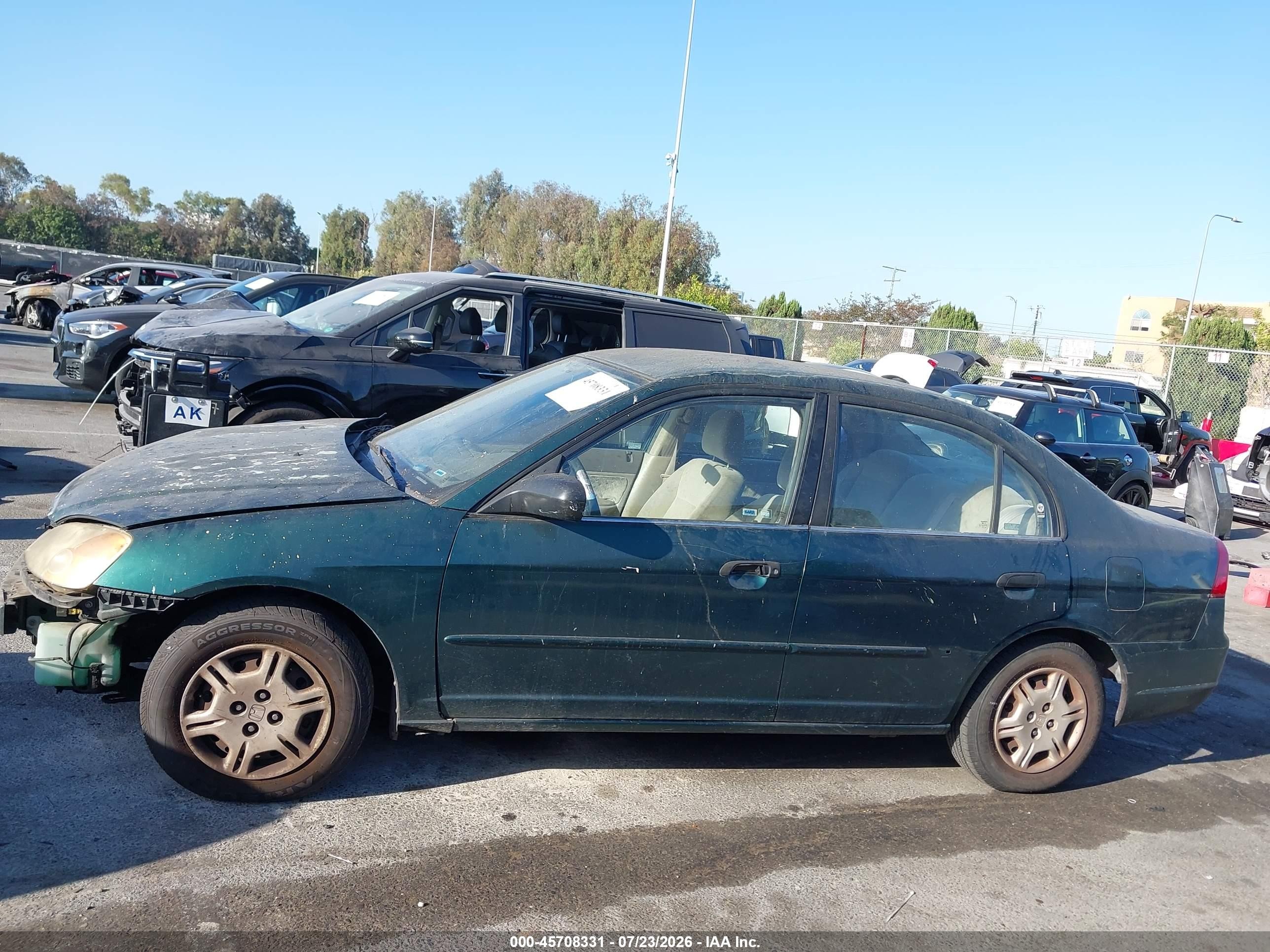 2001 Honda Civic Lx Green vin: 2HGES16501H613954