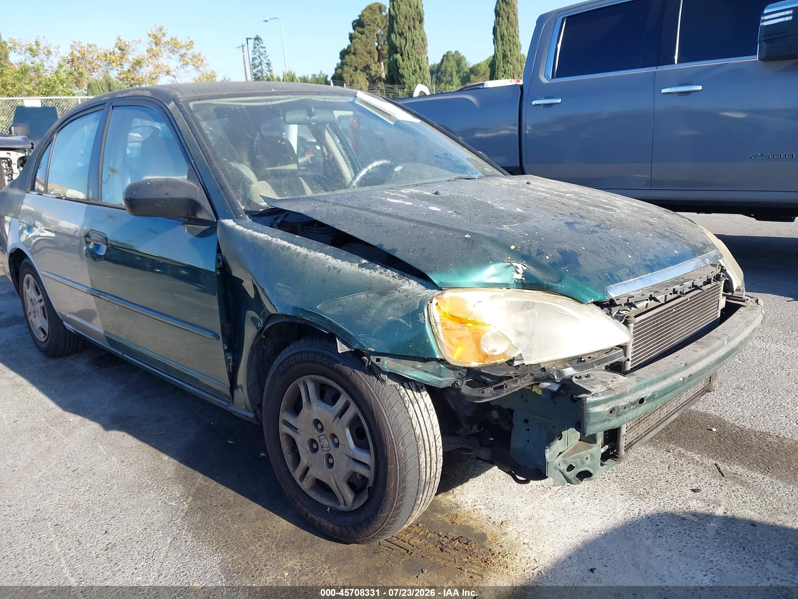 2001 Honda Civic Lx Green vin: 2HGES16501H613954