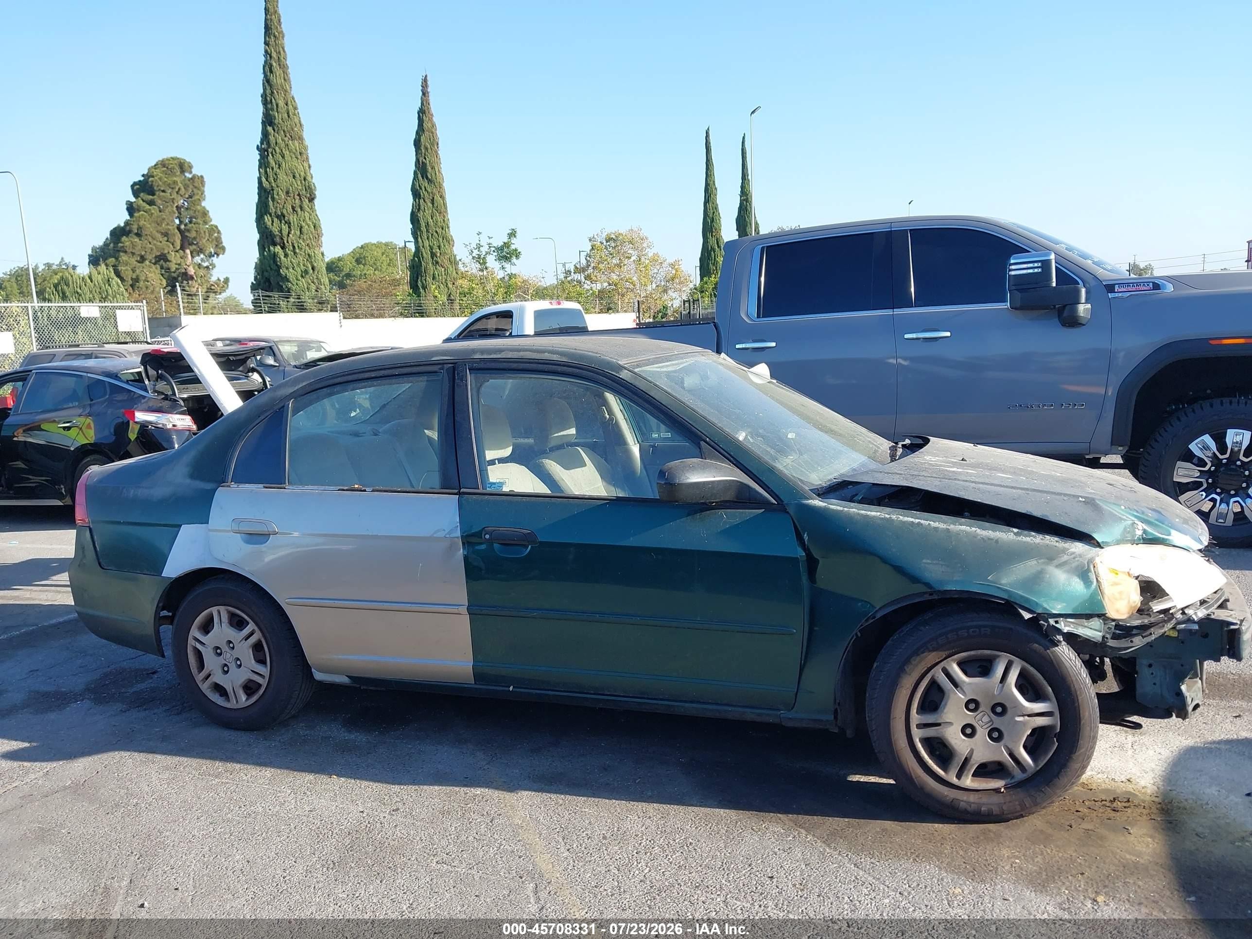 2001 Honda Civic Lx Green vin: 2HGES16501H613954