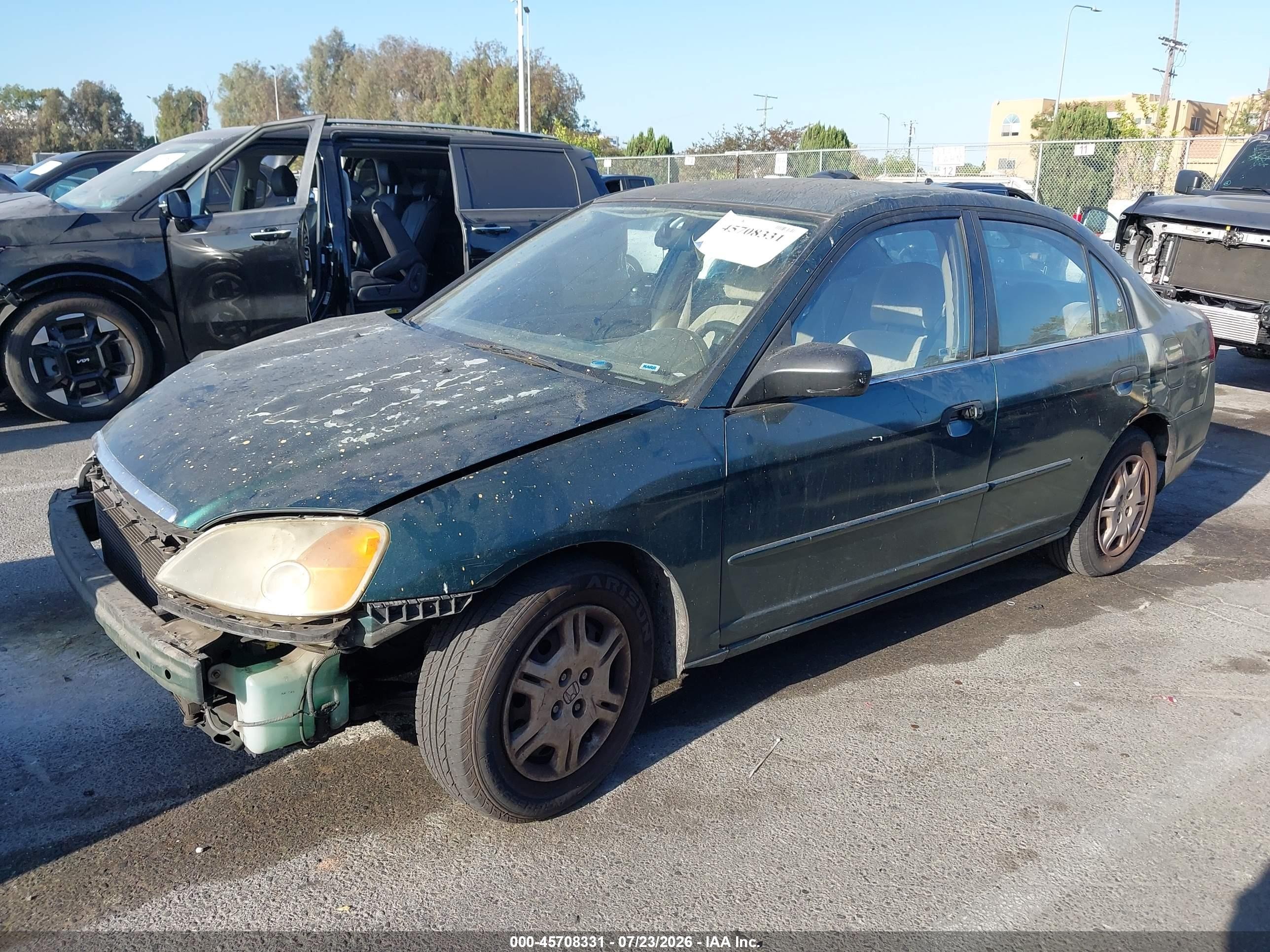 2001 Honda Civic Lx Green vin: 2HGES16501H613954