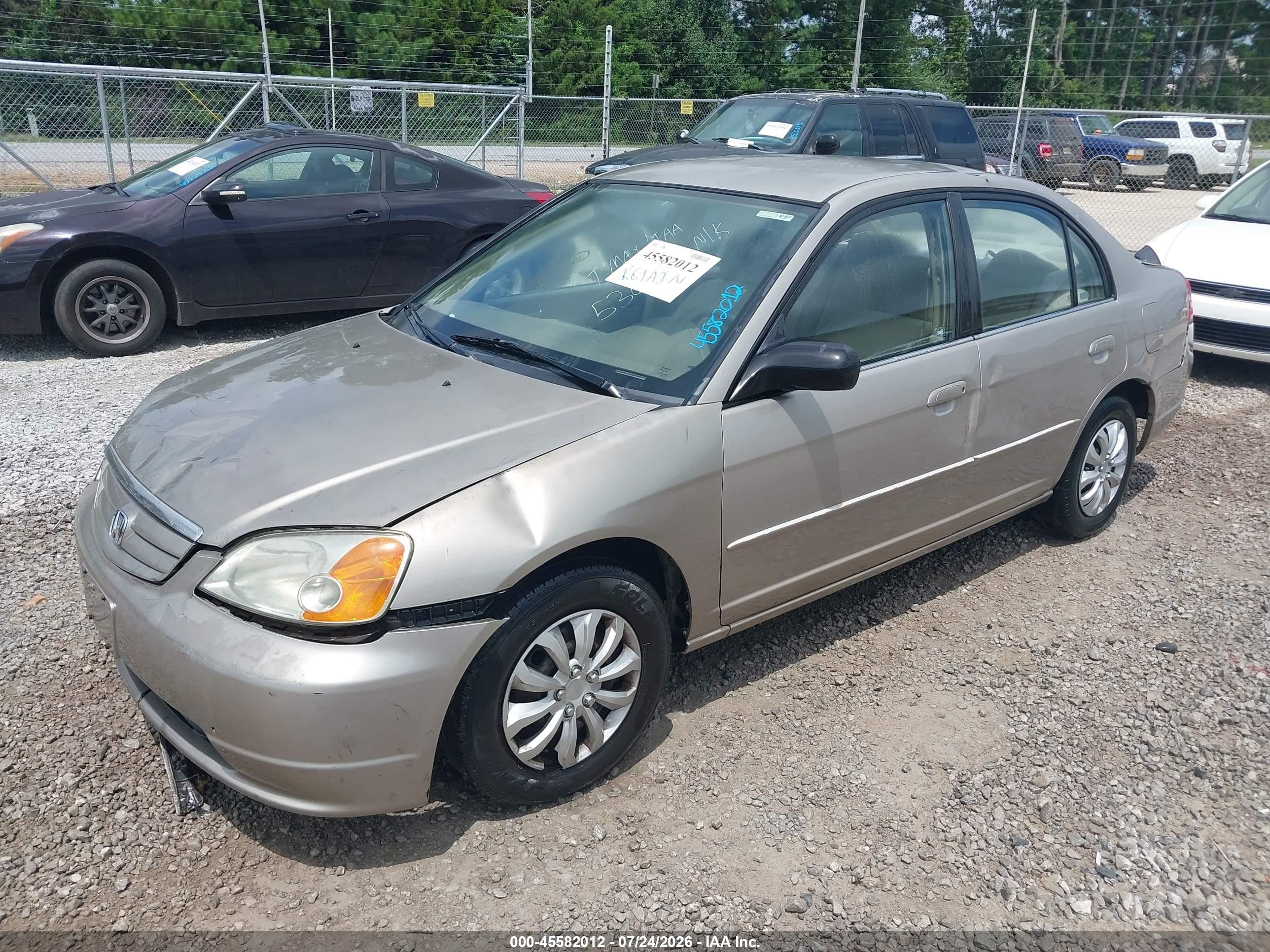2002 Honda Civic Lx Золотой vin: 2HGES16502H530431