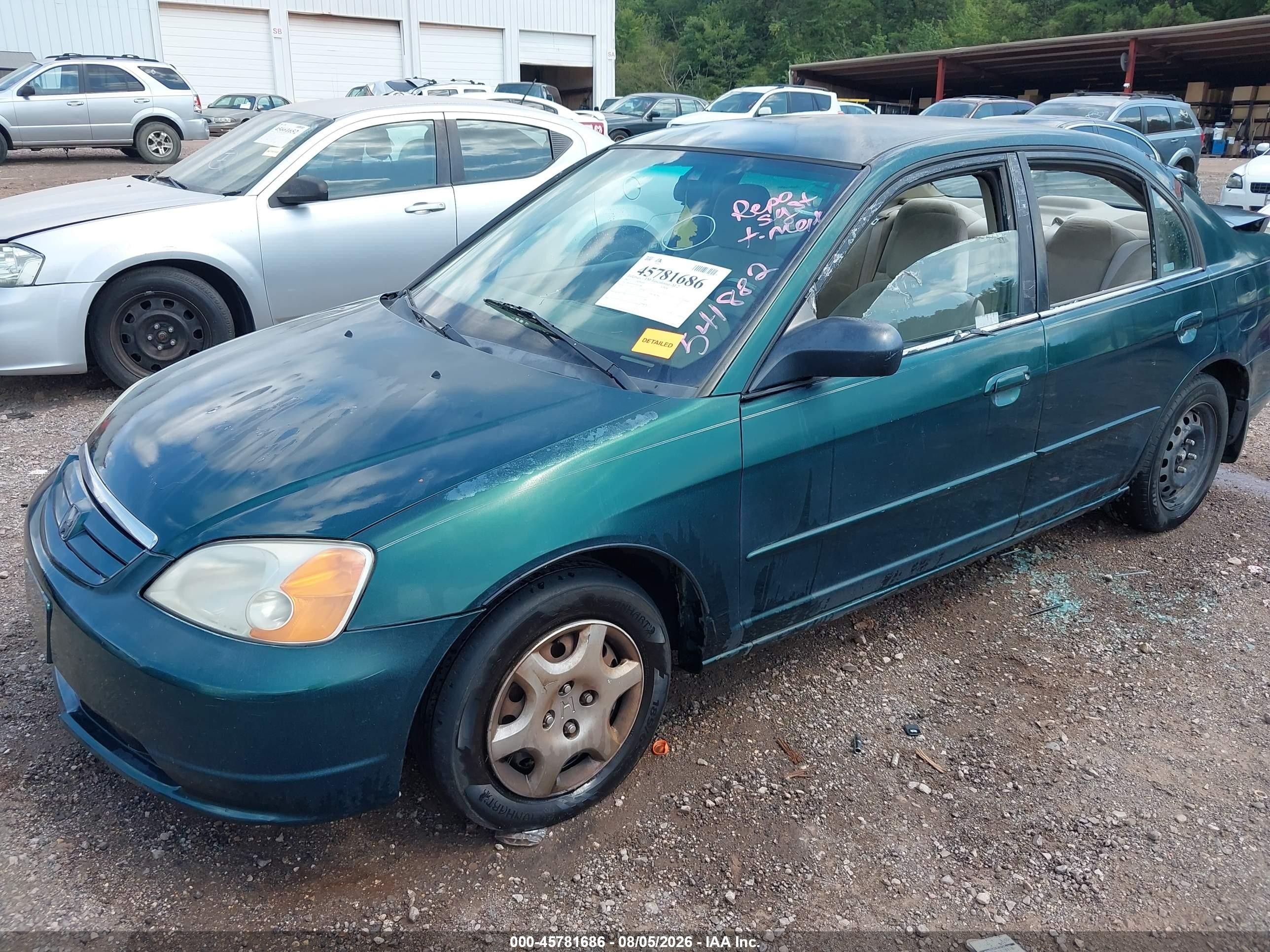 2002 Honda Civic Lx Зеленый vin: 2HGES16502H541882