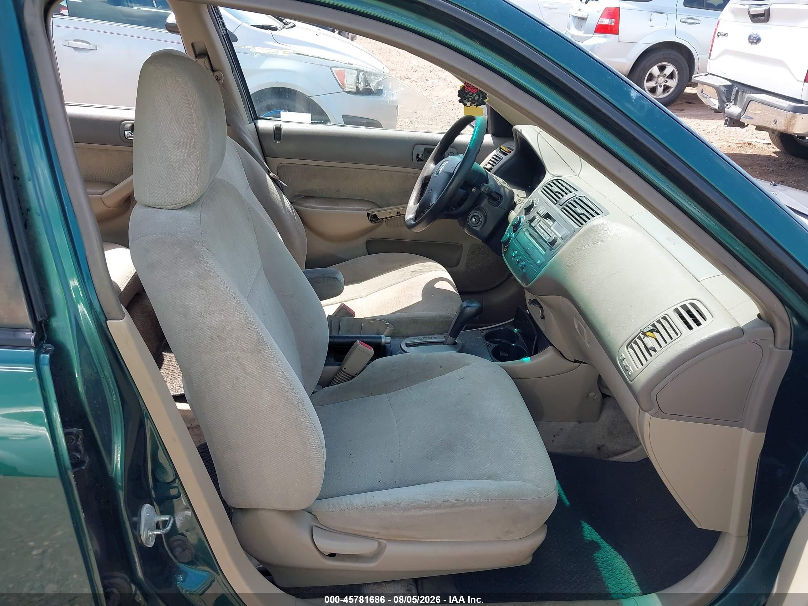 2002 Honda Civic Lx Зеленый vin: 2HGES16502H541882