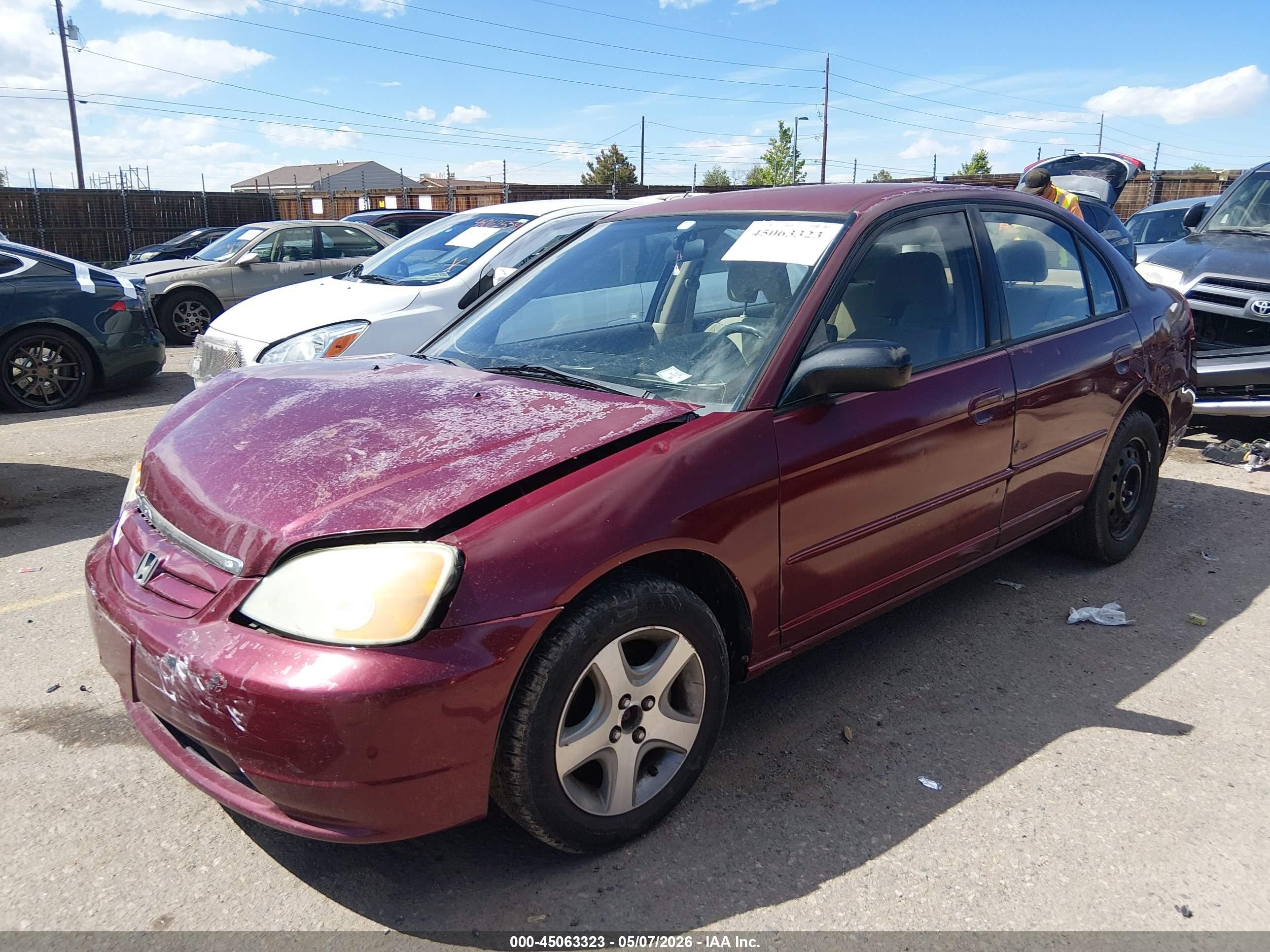 2003 Honda Civic Lx Maroon vin: 2HGES16503H519754