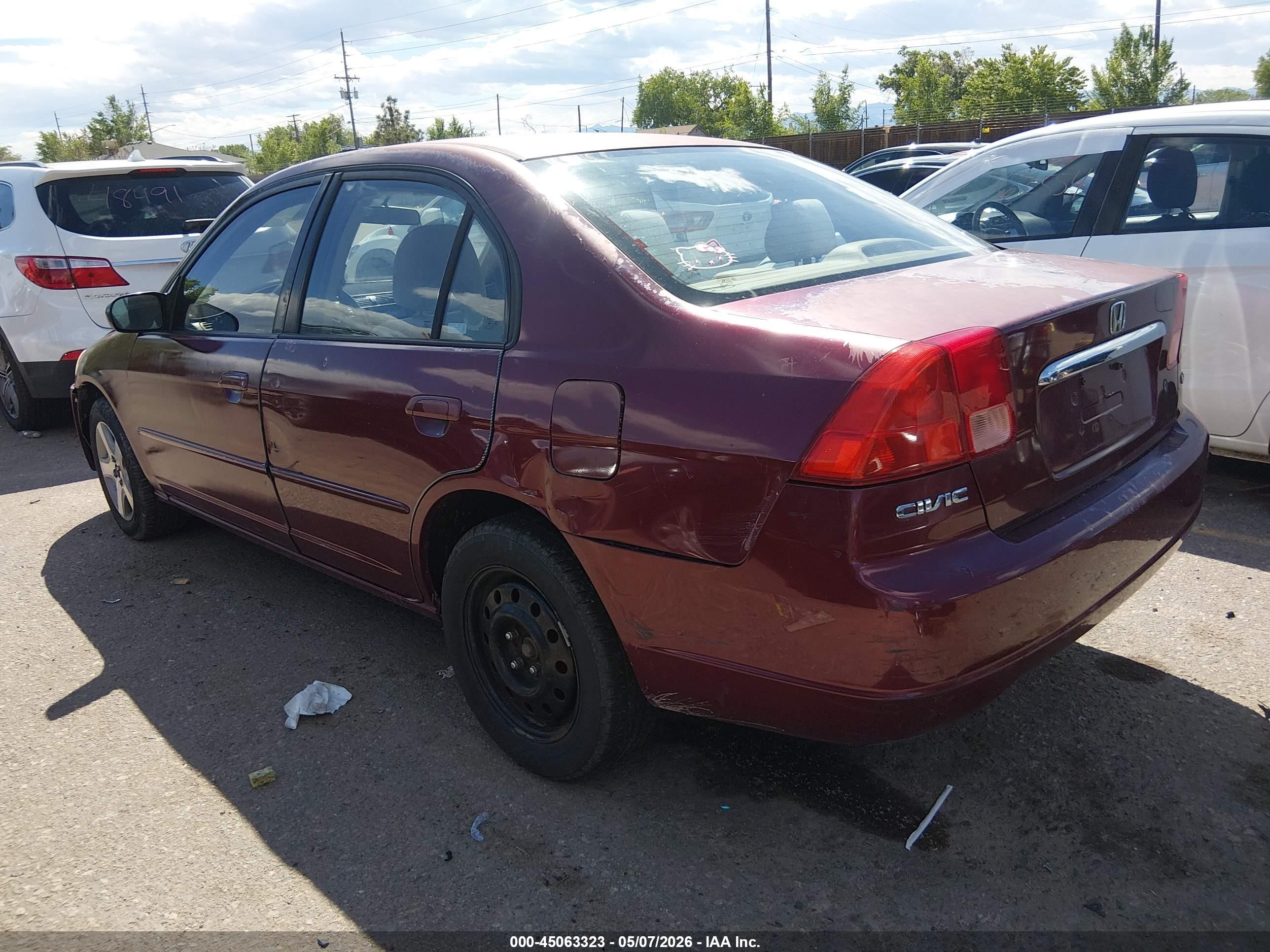 2003 Honda Civic Lx Maroon vin: 2HGES16503H519754