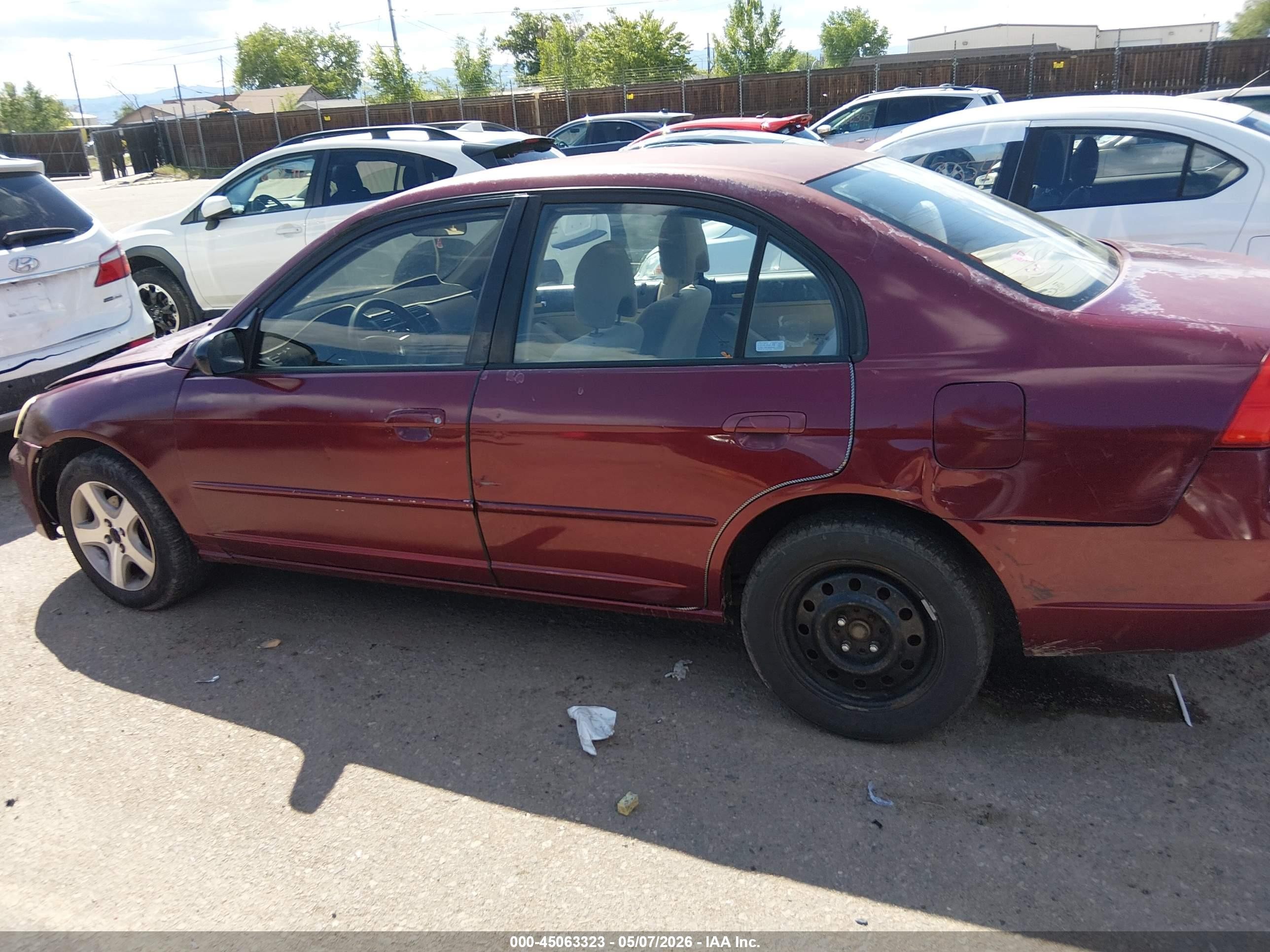 2003 Honda Civic Lx Maroon vin: 2HGES16503H519754