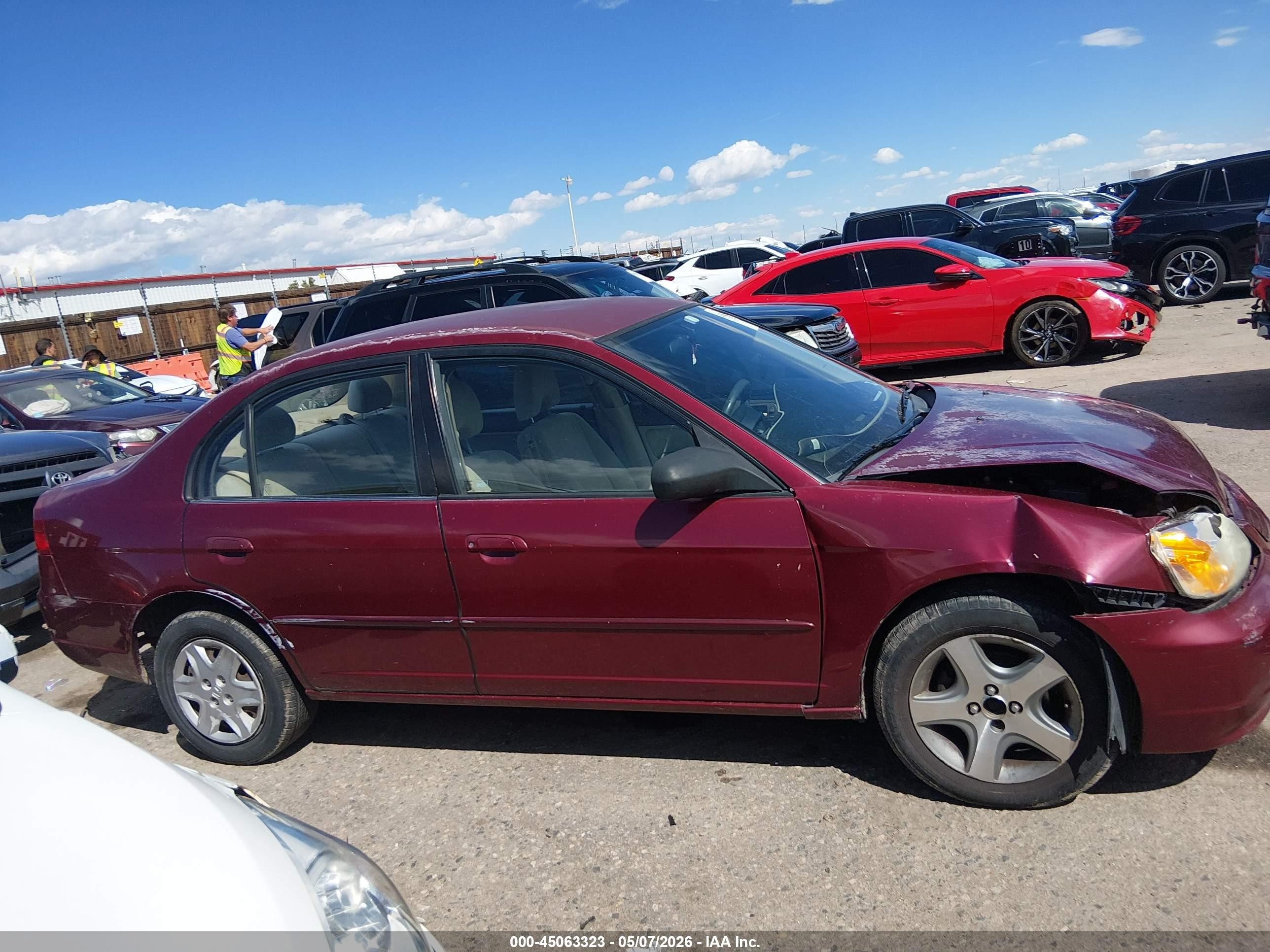 2003 Honda Civic Lx Maroon vin: 2HGES16503H519754