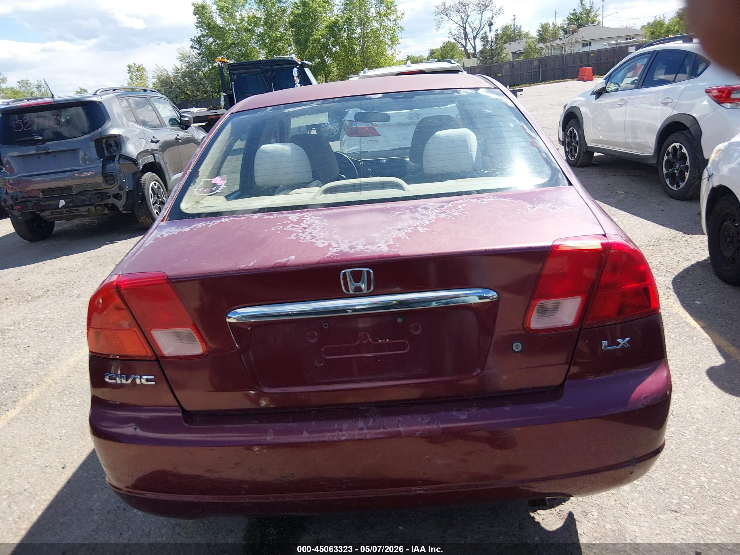 2003 Honda Civic Lx Maroon vin: 2HGES16503H519754