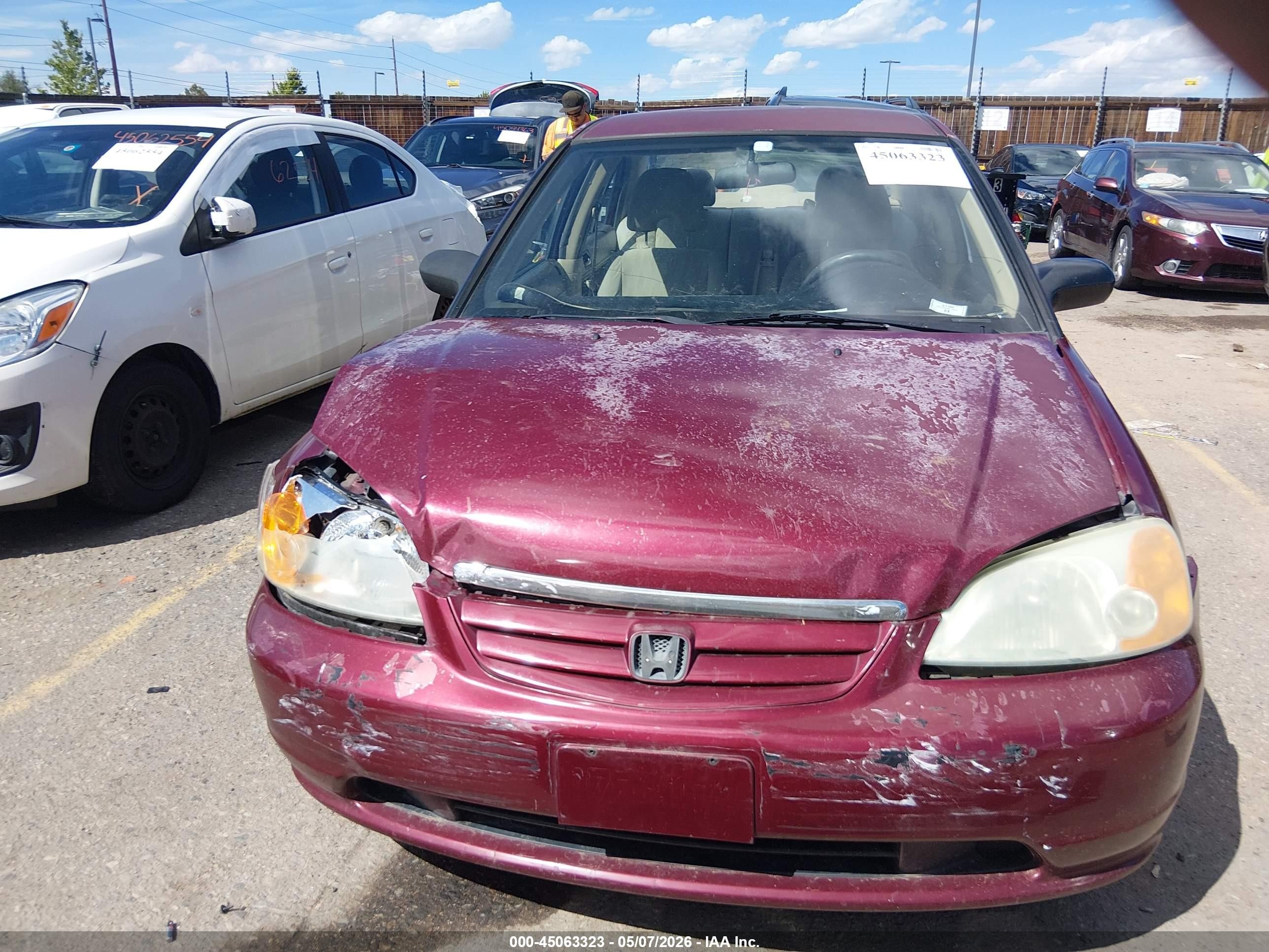 2003 Honda Civic Lx Maroon vin: 2HGES16503H519754
