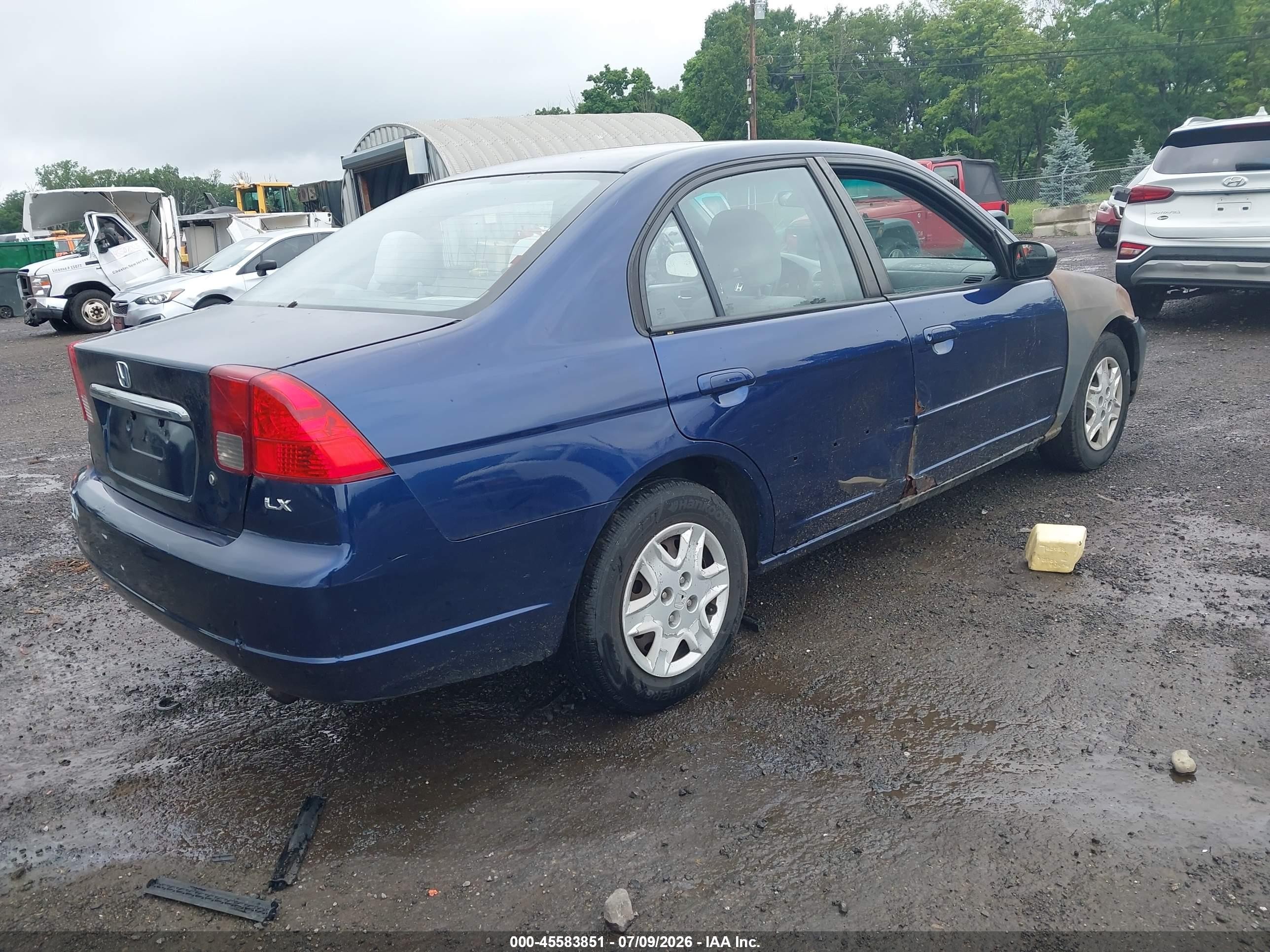 2003 Honda Civic Lx Blue vin: 2HGES16503H619319