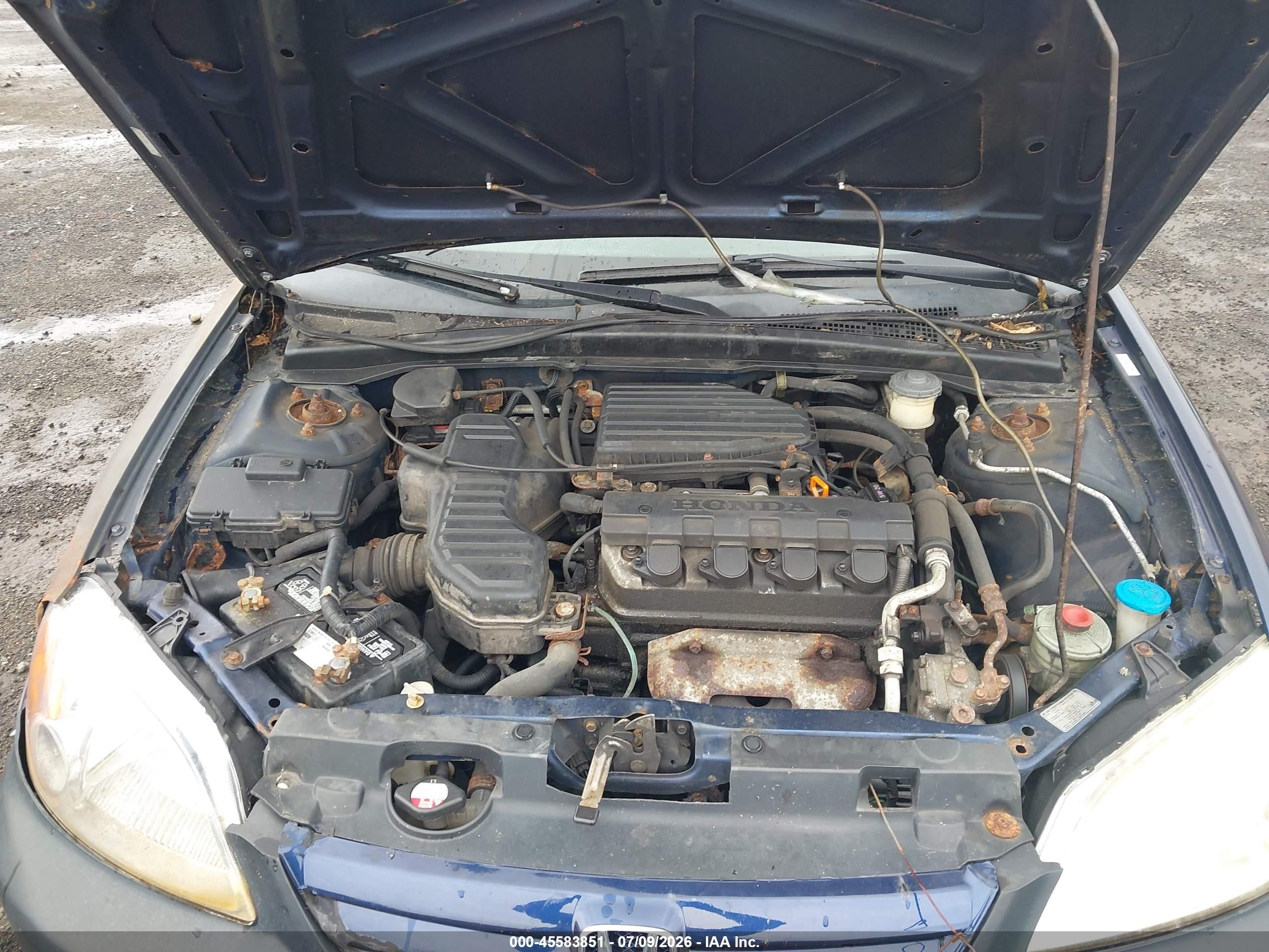 2003 Honda Civic Lx Blue vin: 2HGES16503H619319