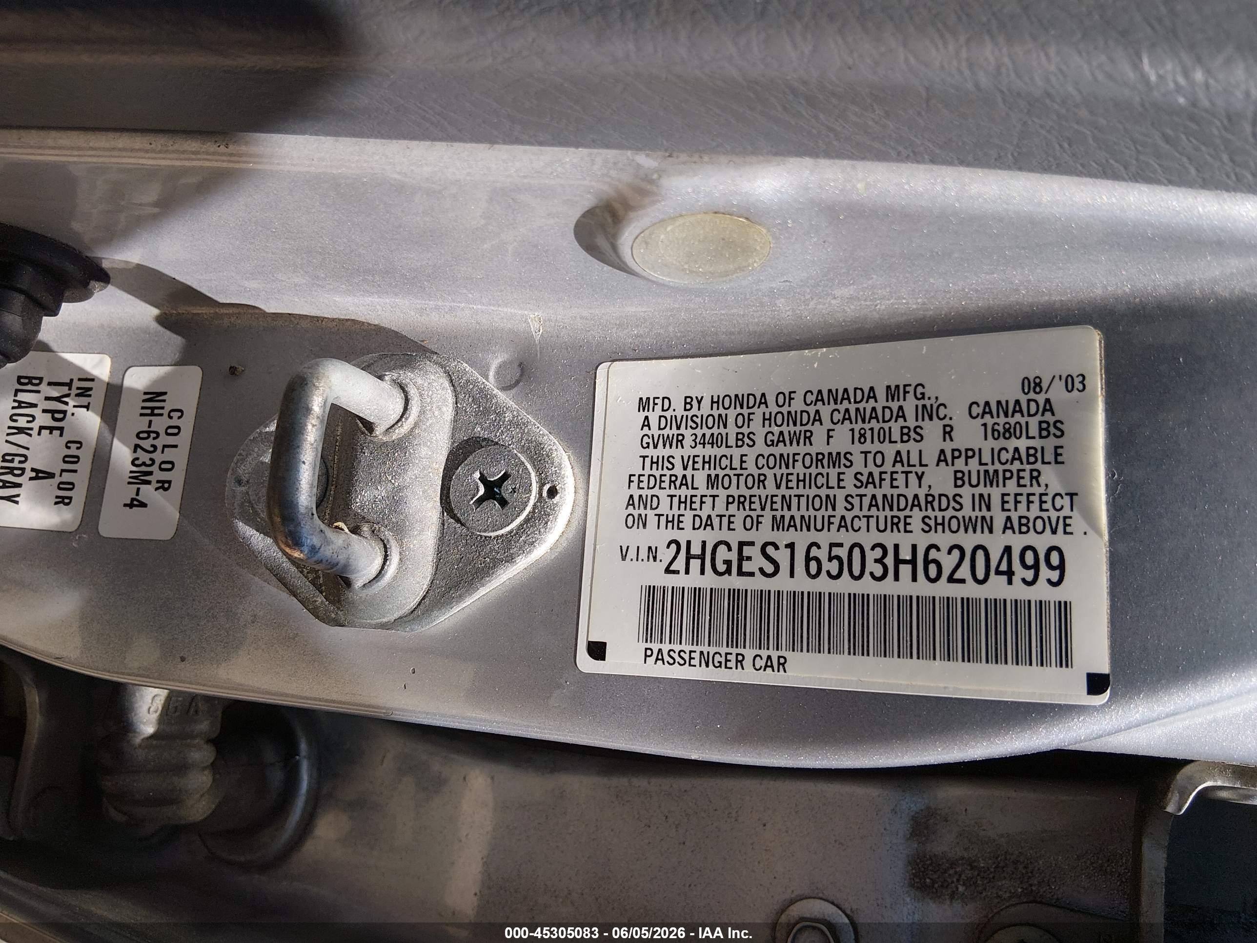 2003 Honda Civic Lx Silver vin: 2HGES16503H620499