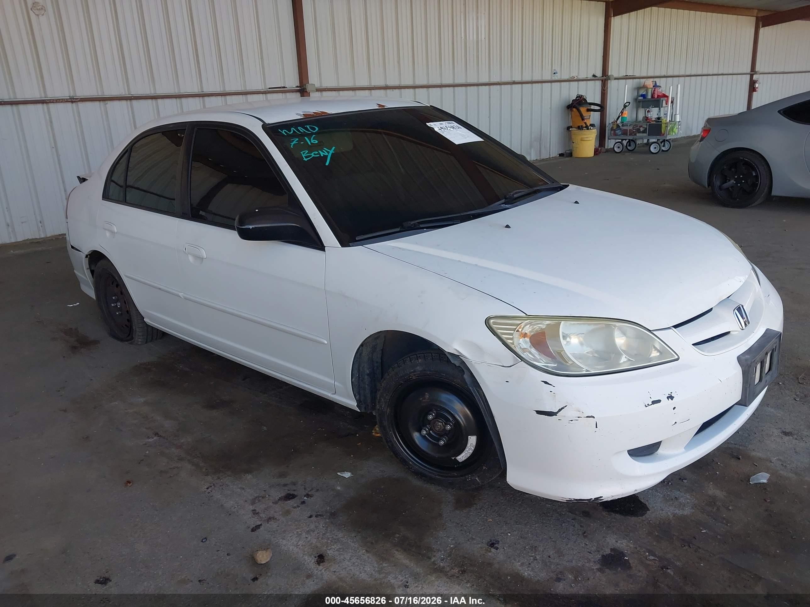 2004 Honda Civic Lx White vin: 2HGES16504H594181