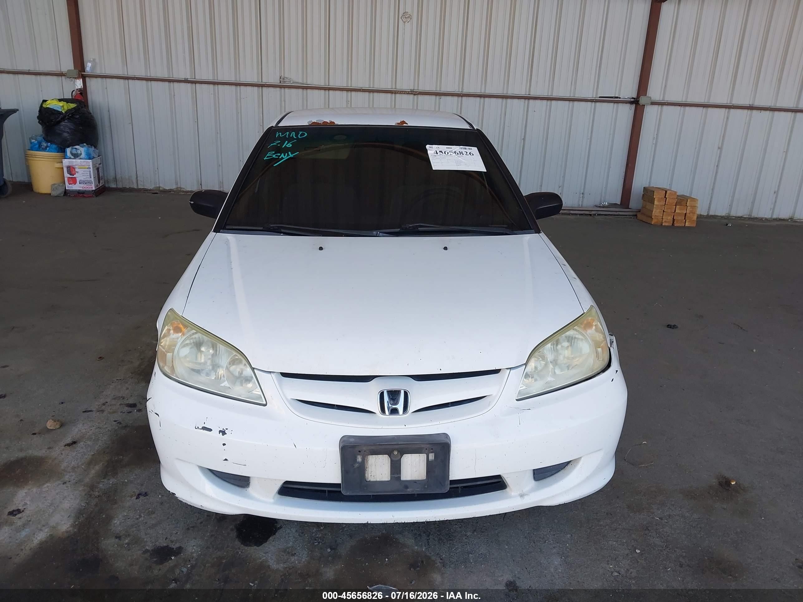 2004 Honda Civic Lx White vin: 2HGES16504H594181