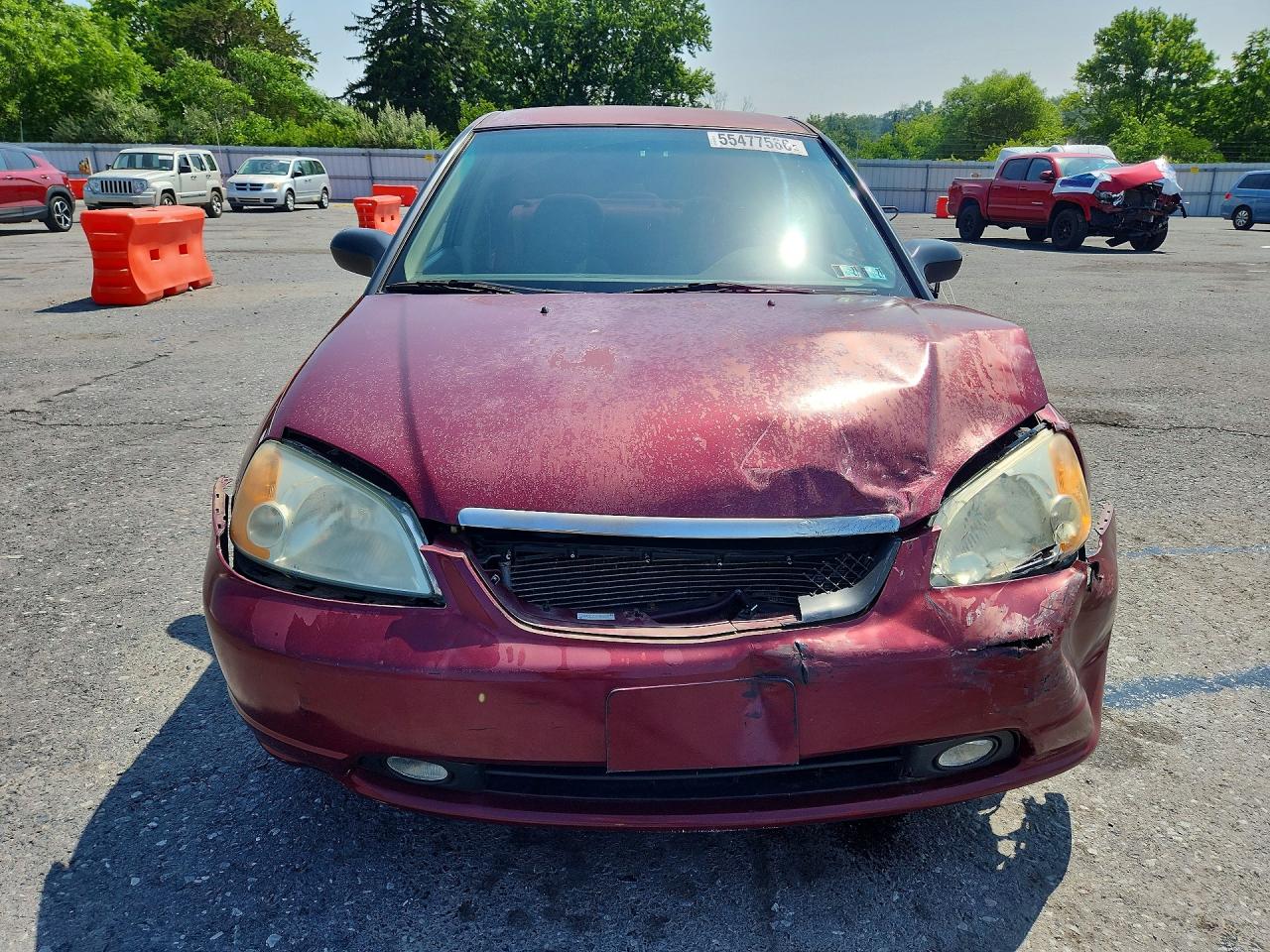 2002 Honda Civic Lx Red vin: 2HGES16512H545598