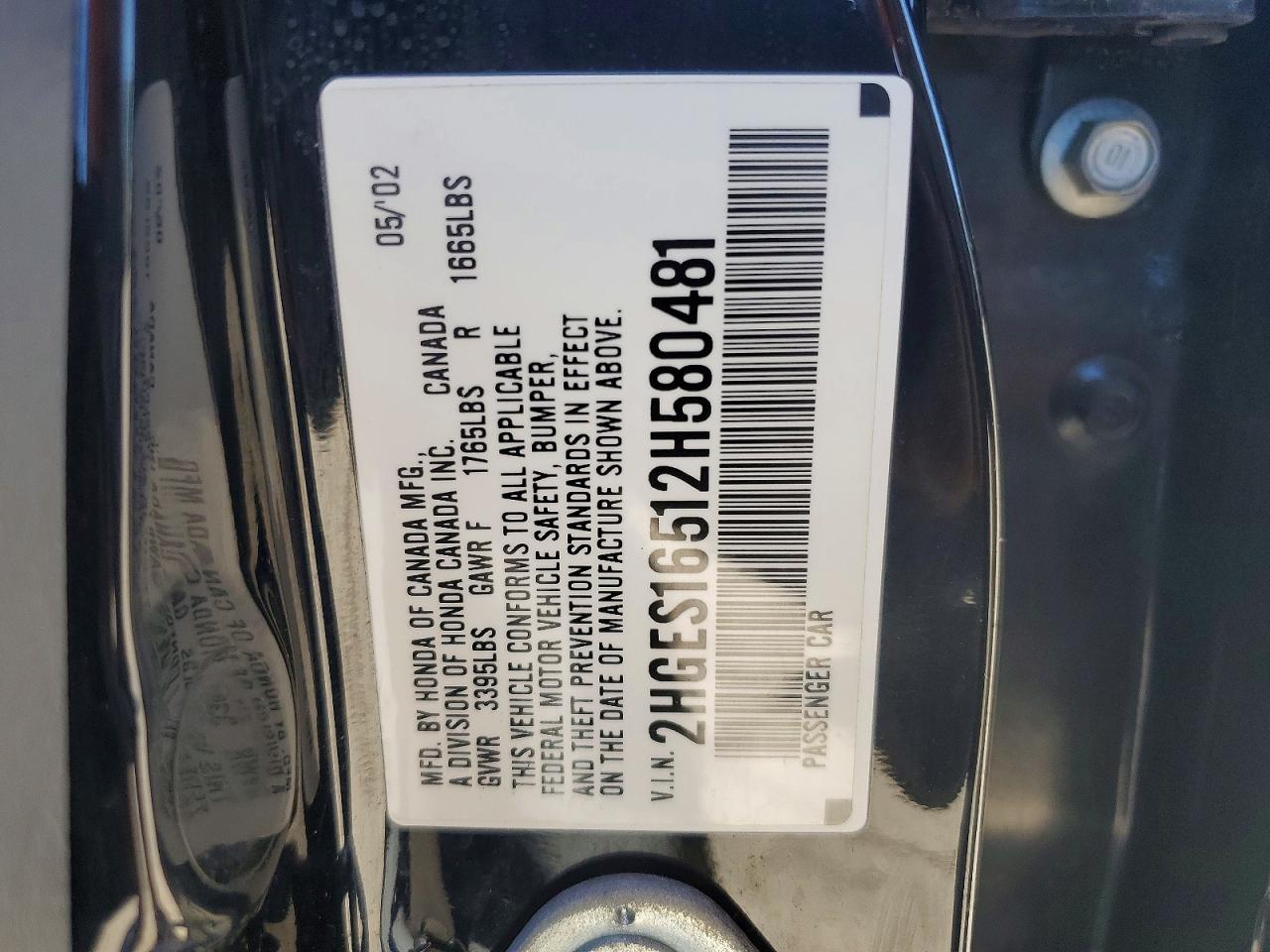 2002 Honda Civic Lx Black vin: 2HGES16512H580481
