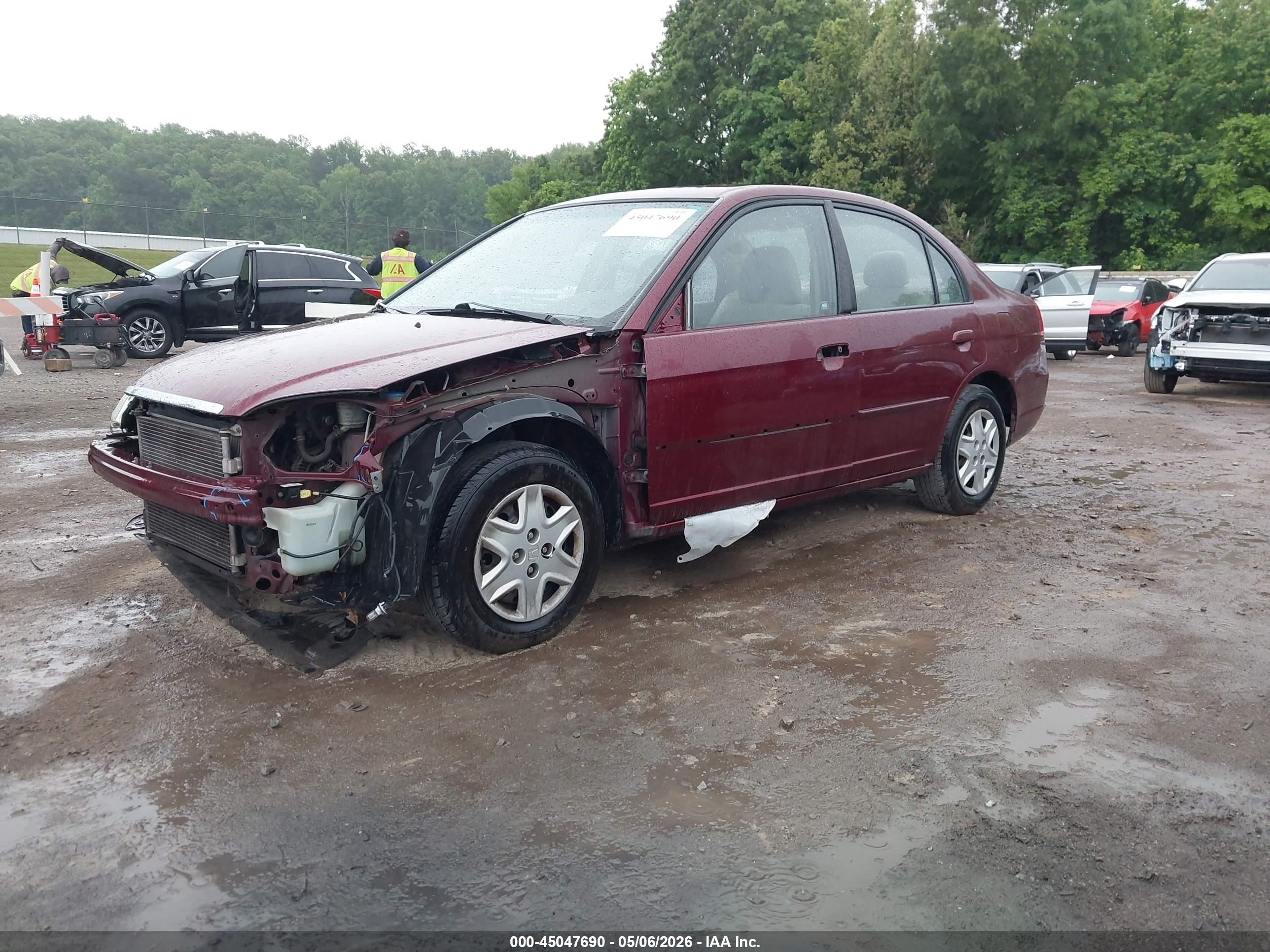 2003 Honda Civic Lx Темно-бордовый vin: 2HGES16513H553086