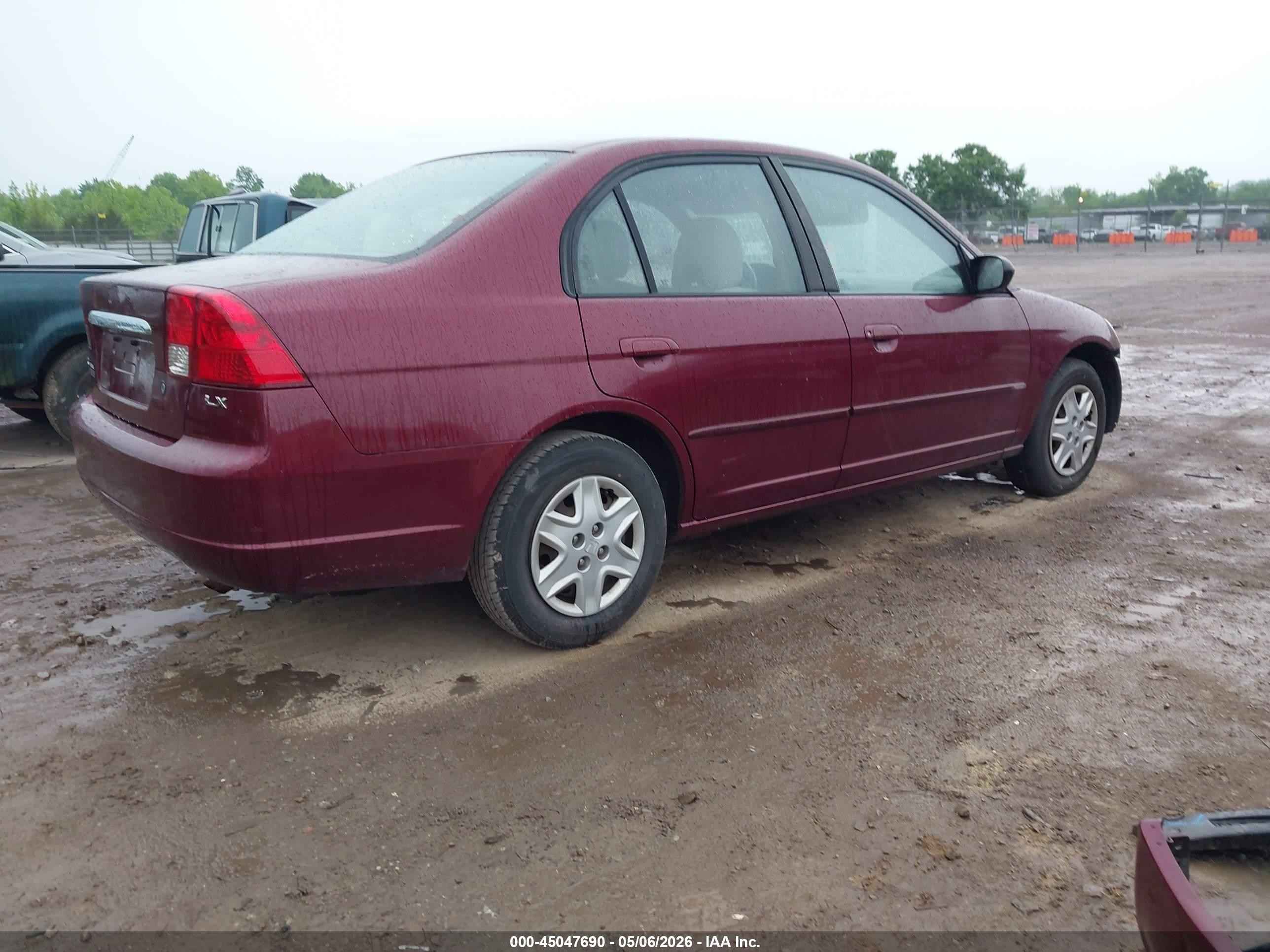 2003 Honda Civic Lx Темно-бордовый vin: 2HGES16513H553086