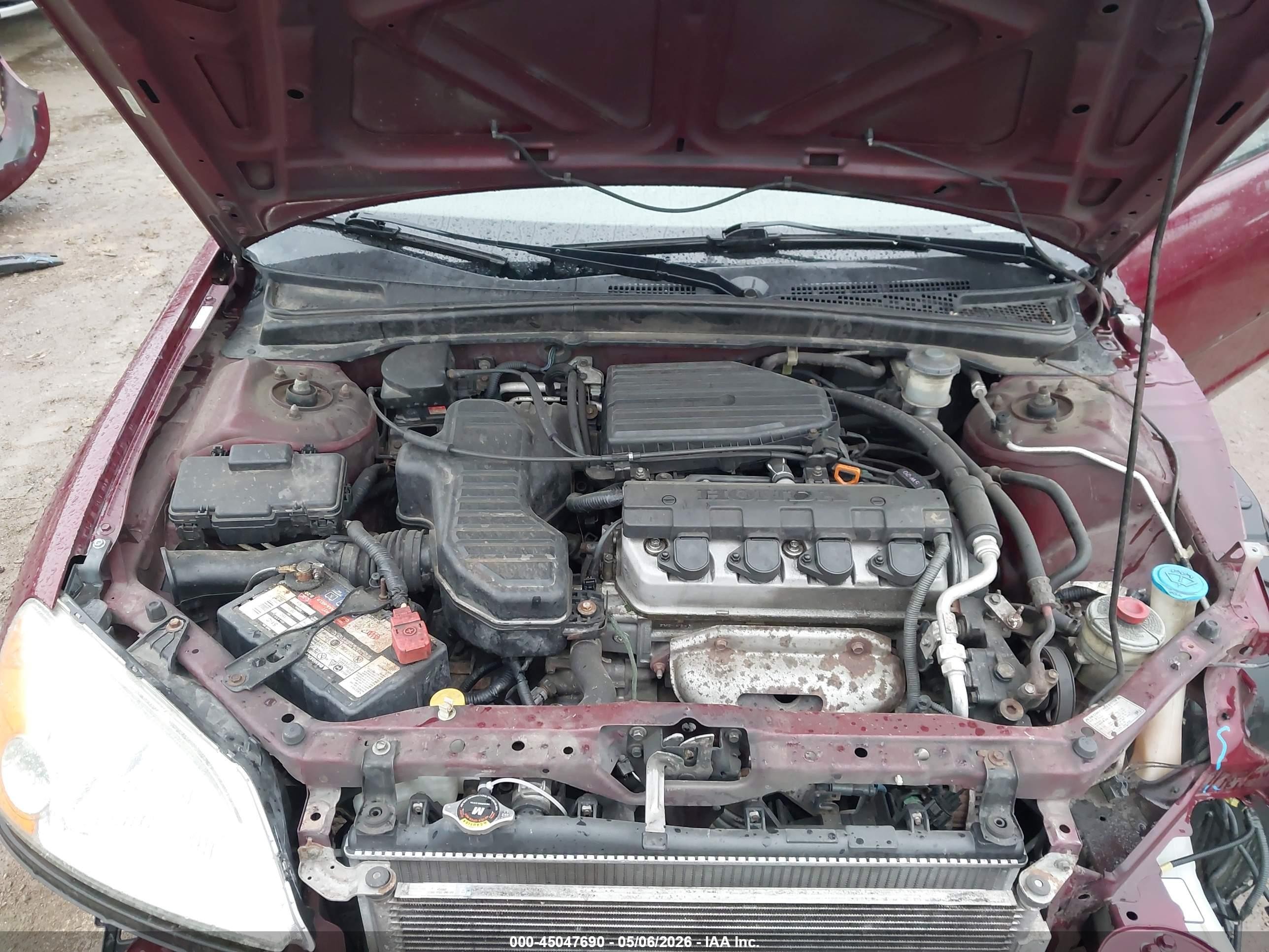 2003 Honda Civic Lx Темно-бордовый vin: 2HGES16513H553086