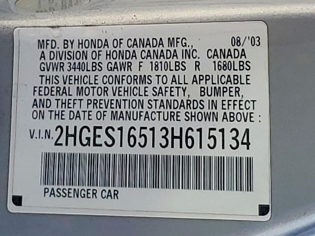 2003 Honda Civic Lx Black vin: 2HGES16513H615134