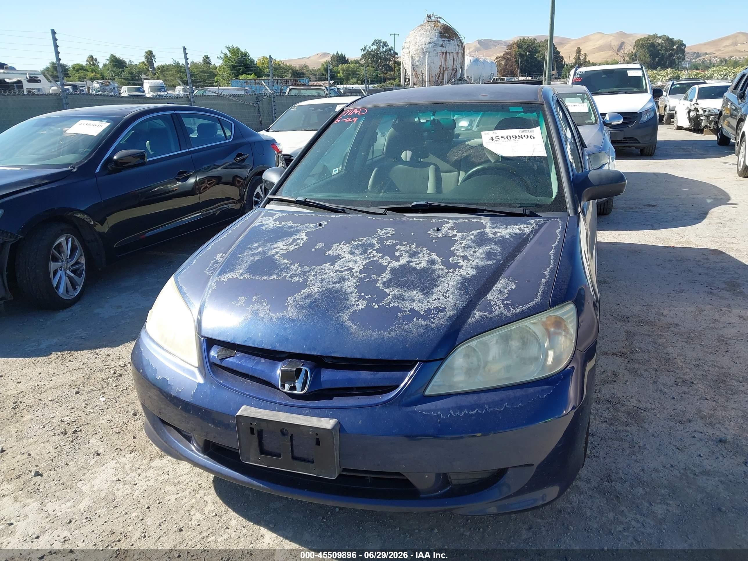 2004 Honda Civic Lx Blue vin: 2HGES16514H521871