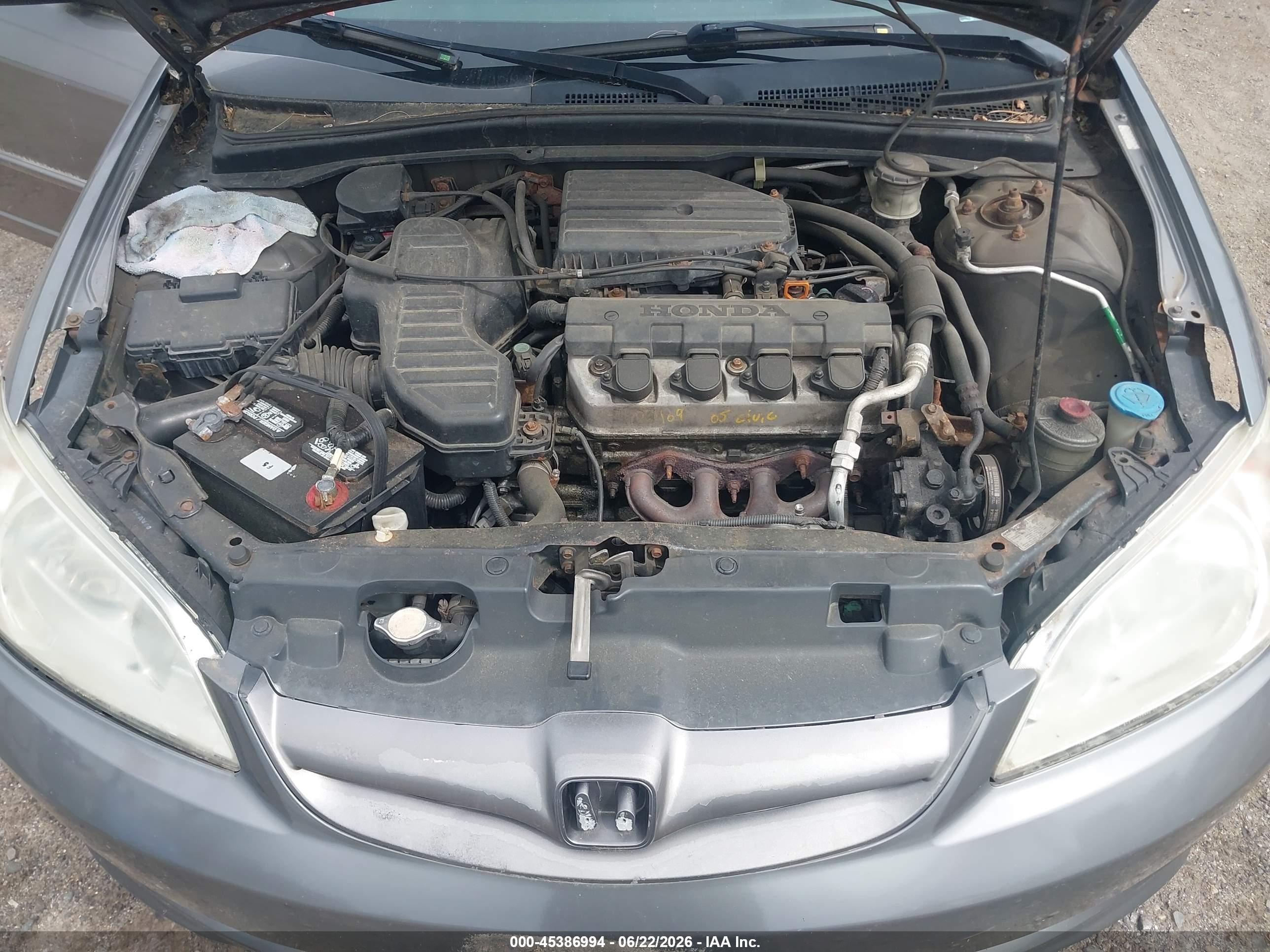 2005 Honda Civic Lx Gray vin: 2HGES16515H630221
