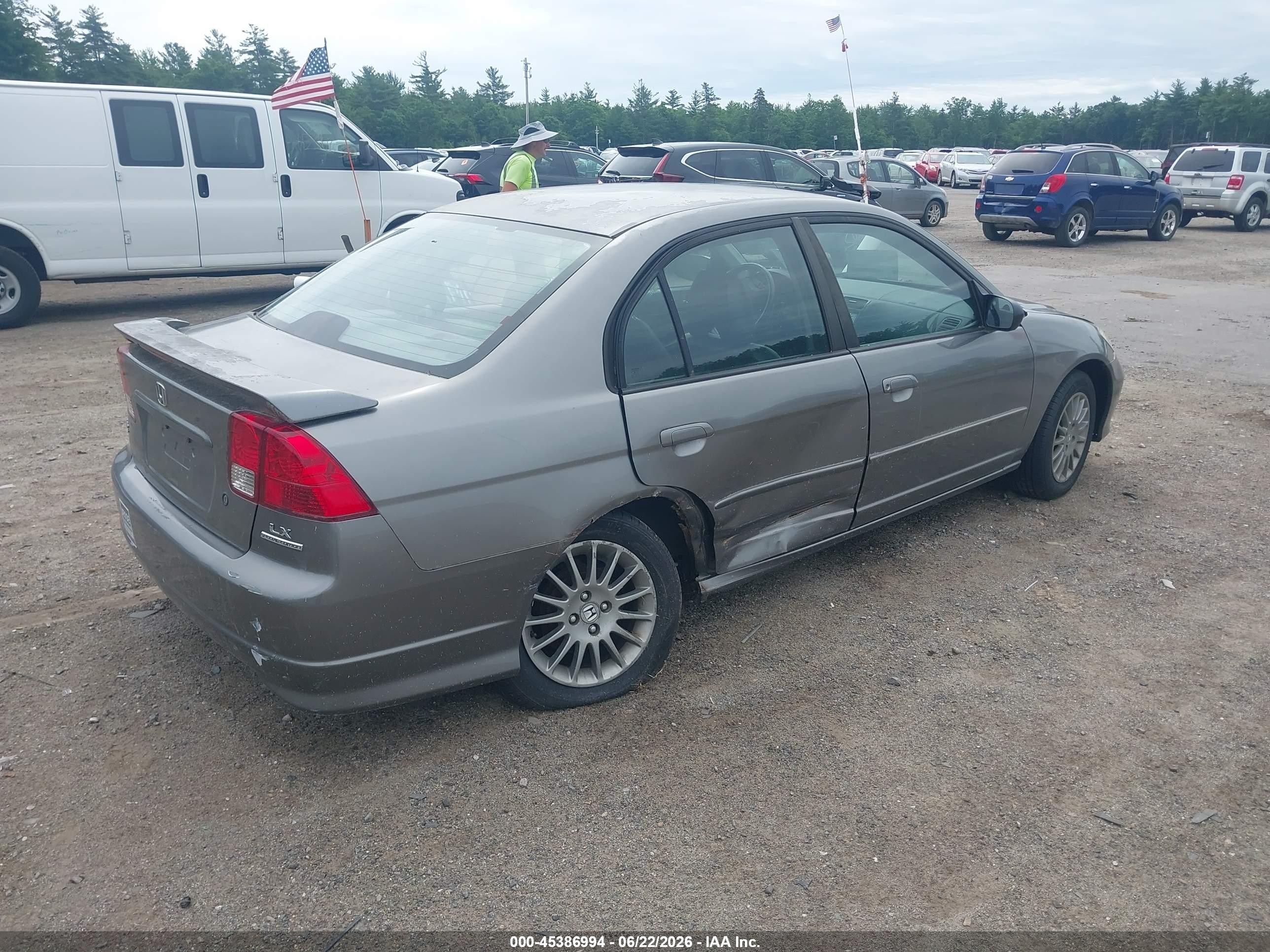 2005 Honda Civic Lx Gray vin: 2HGES16515H630221