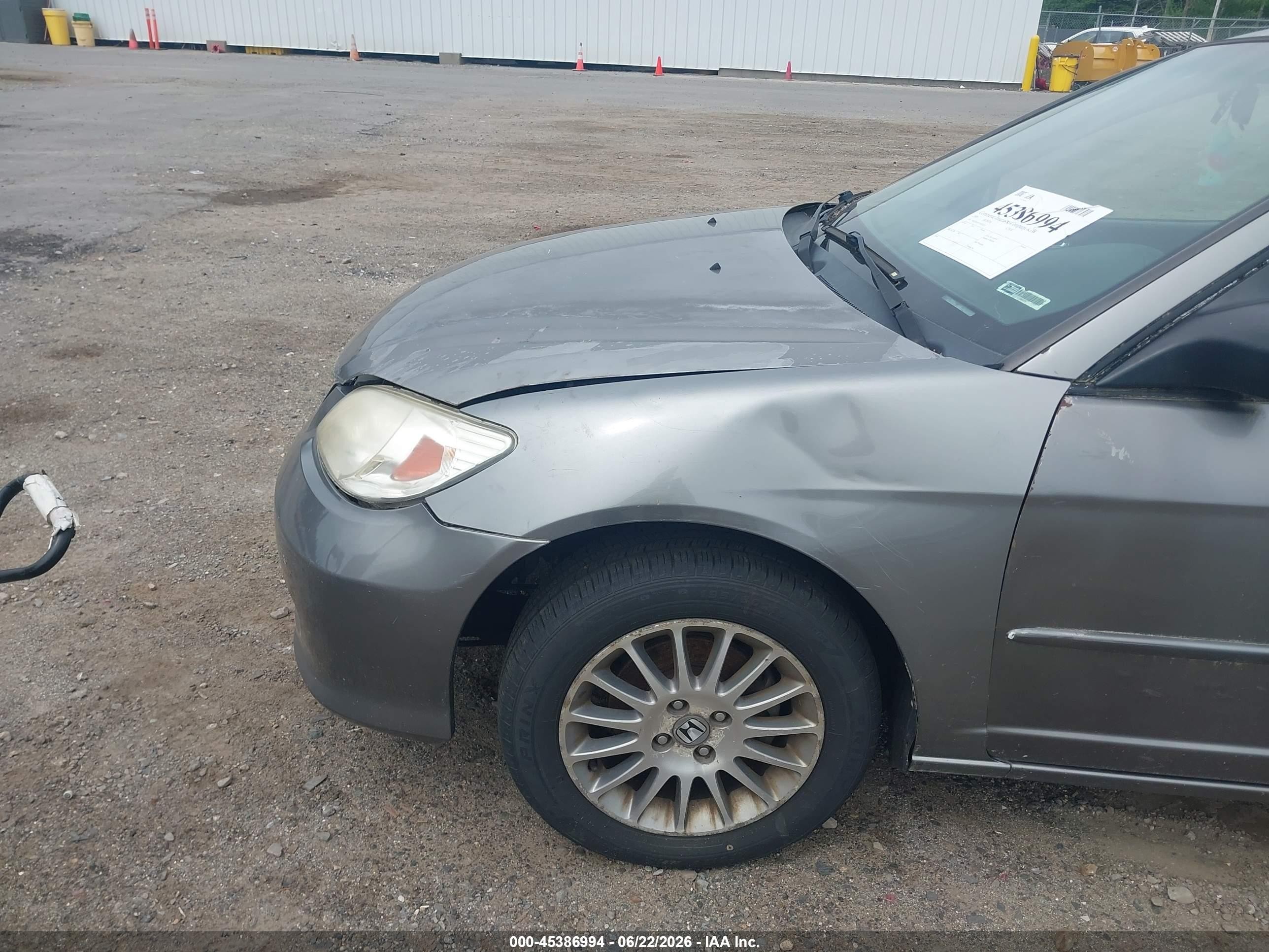 2005 Honda Civic Lx Gray vin: 2HGES16515H630221