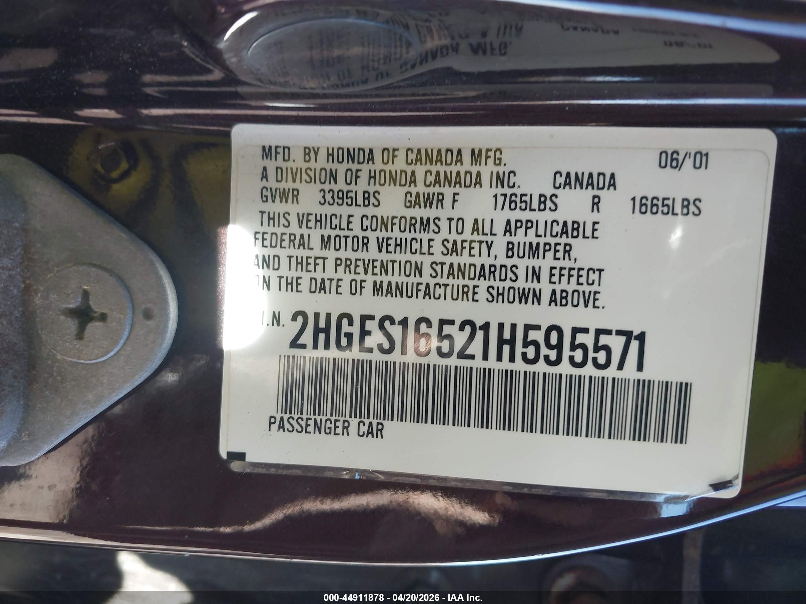 2001 Honda Civic Lx Purple vin: 2HGES16521H595571