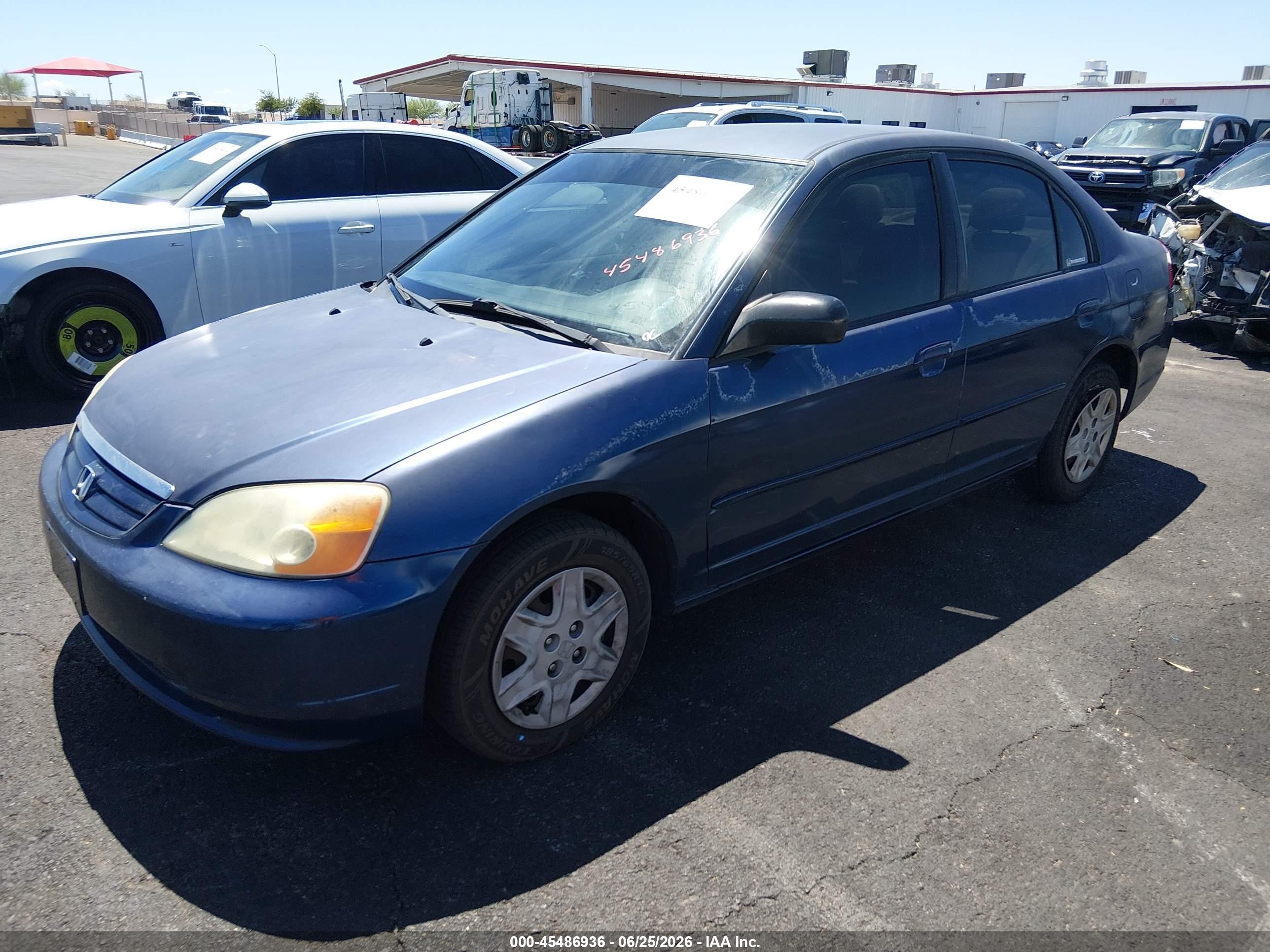 2003 Honda Civic Lx Blue vin: 2HGES16523H564937