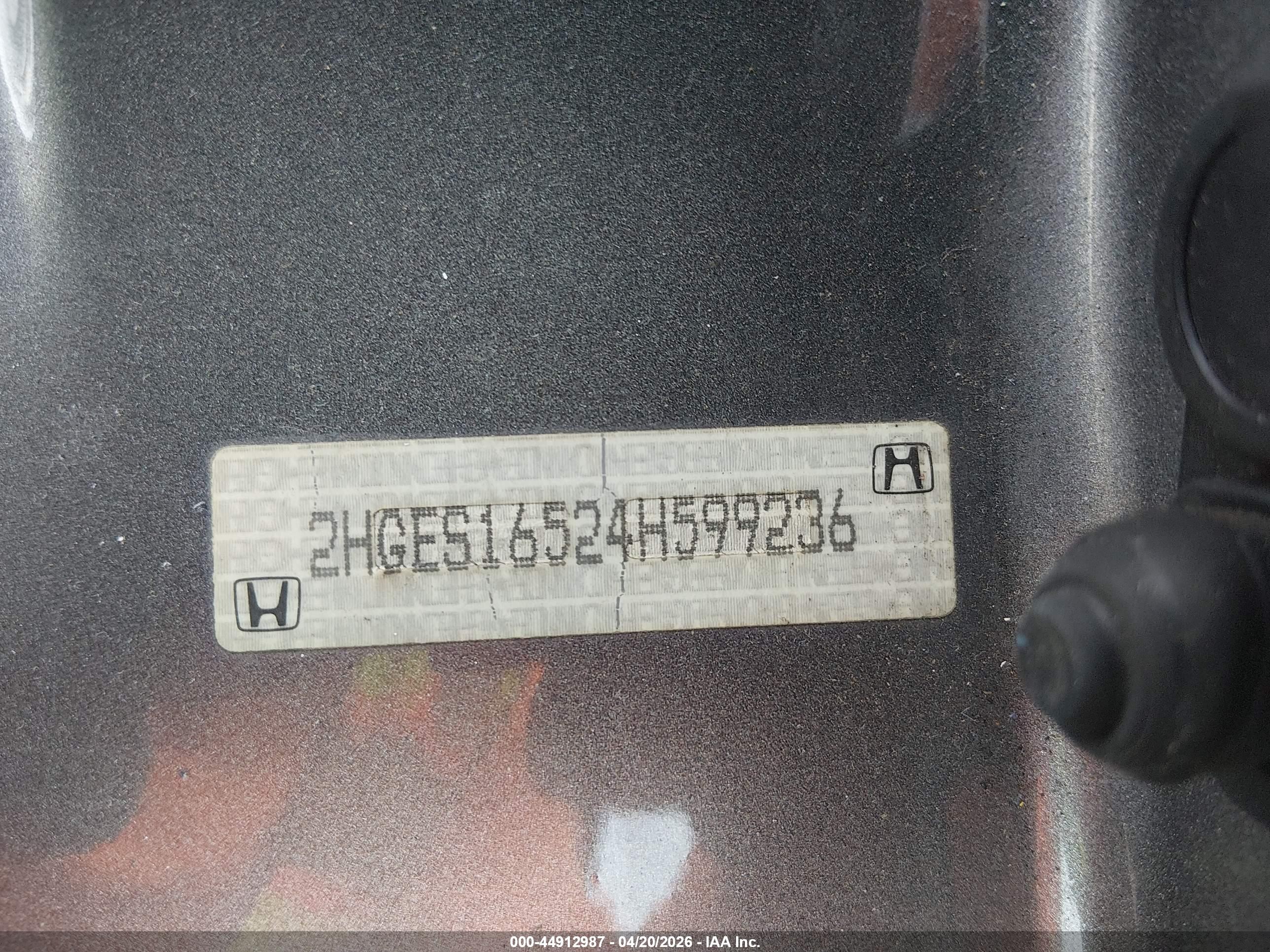 2004 Honda Civic Lx Gray vin: 2HGES16524H599236