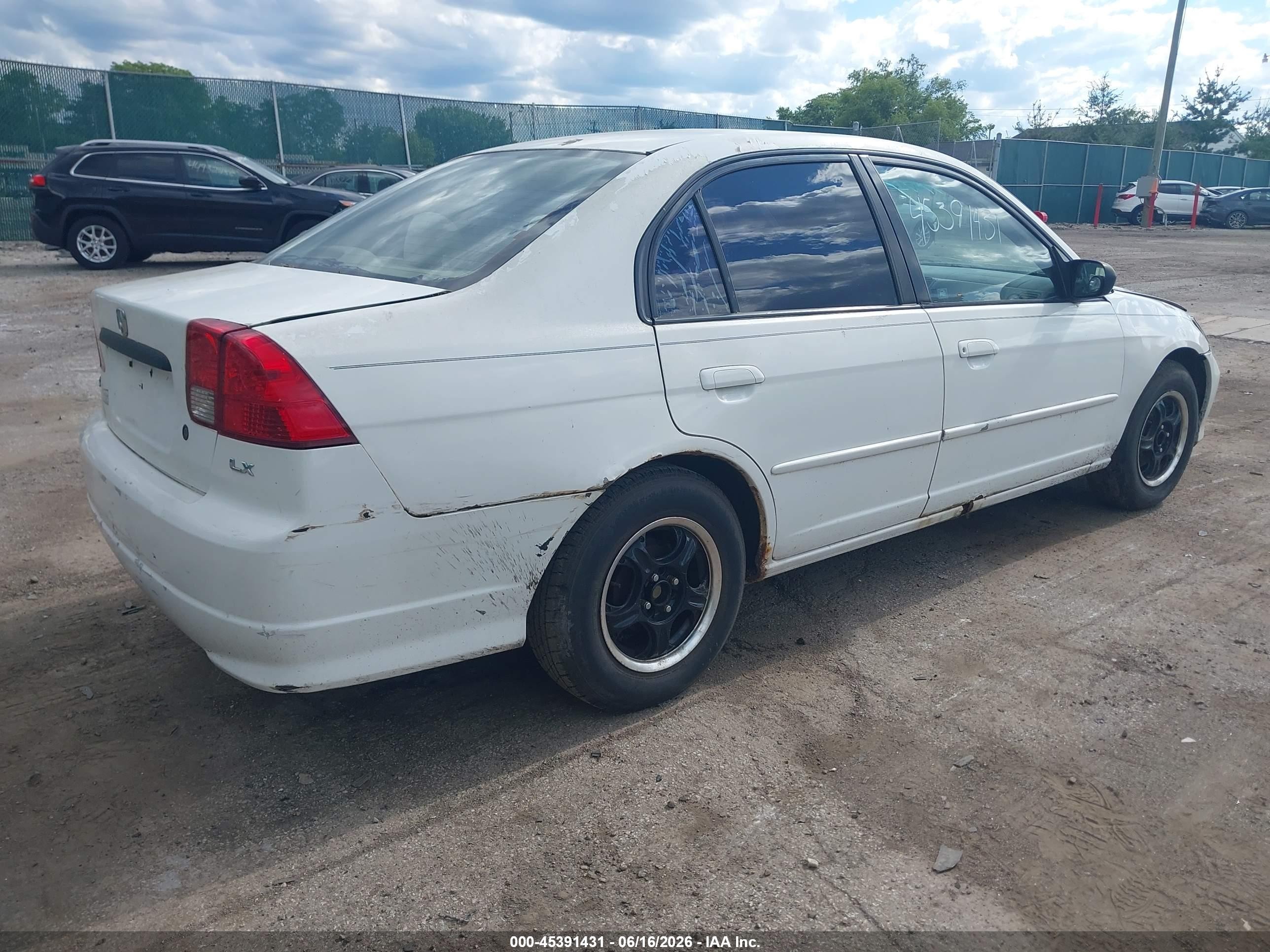2005 Honda Civic Lx White vin: 2HGES16525H525722