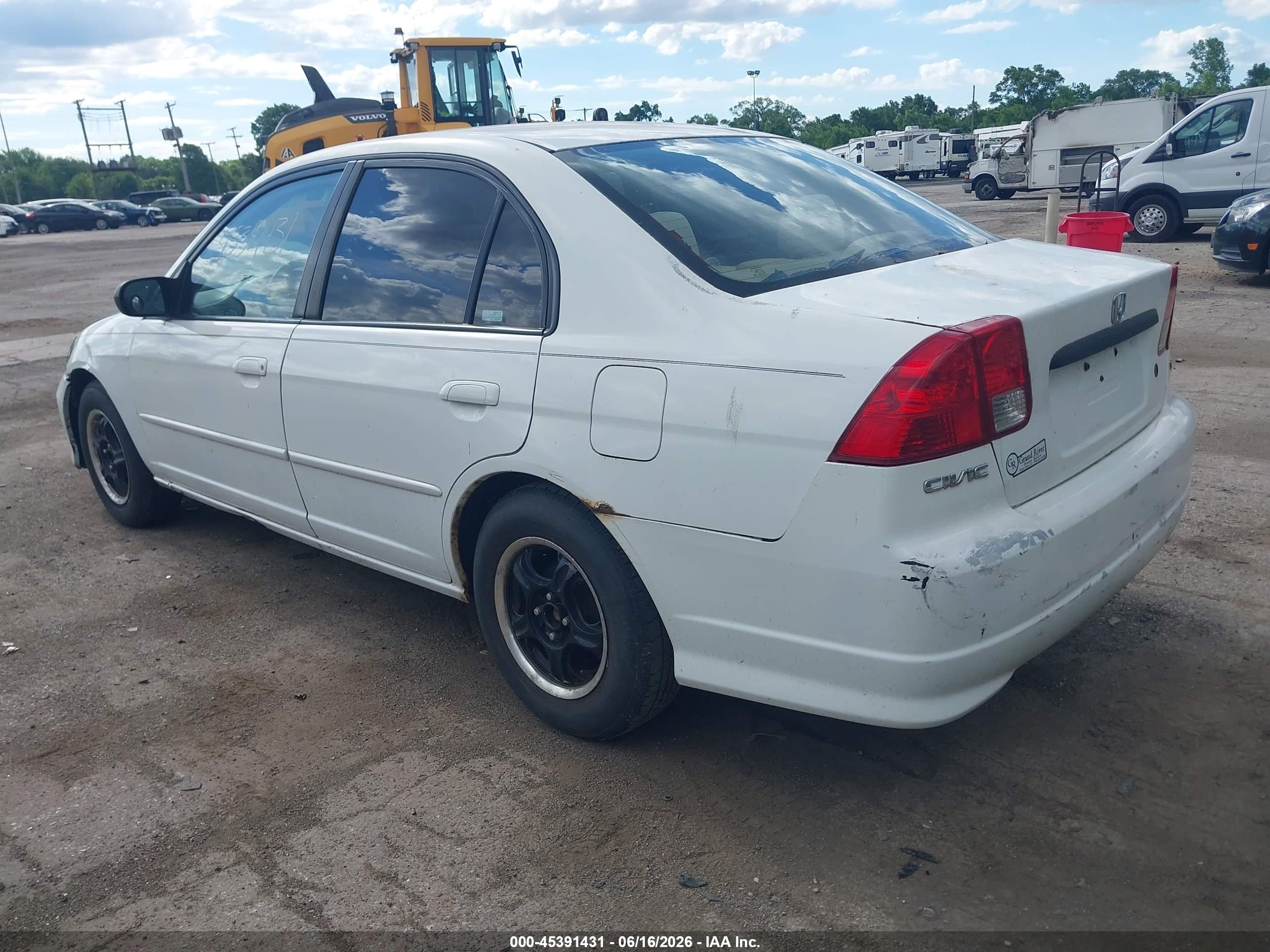 2005 Honda Civic Lx White vin: 2HGES16525H525722