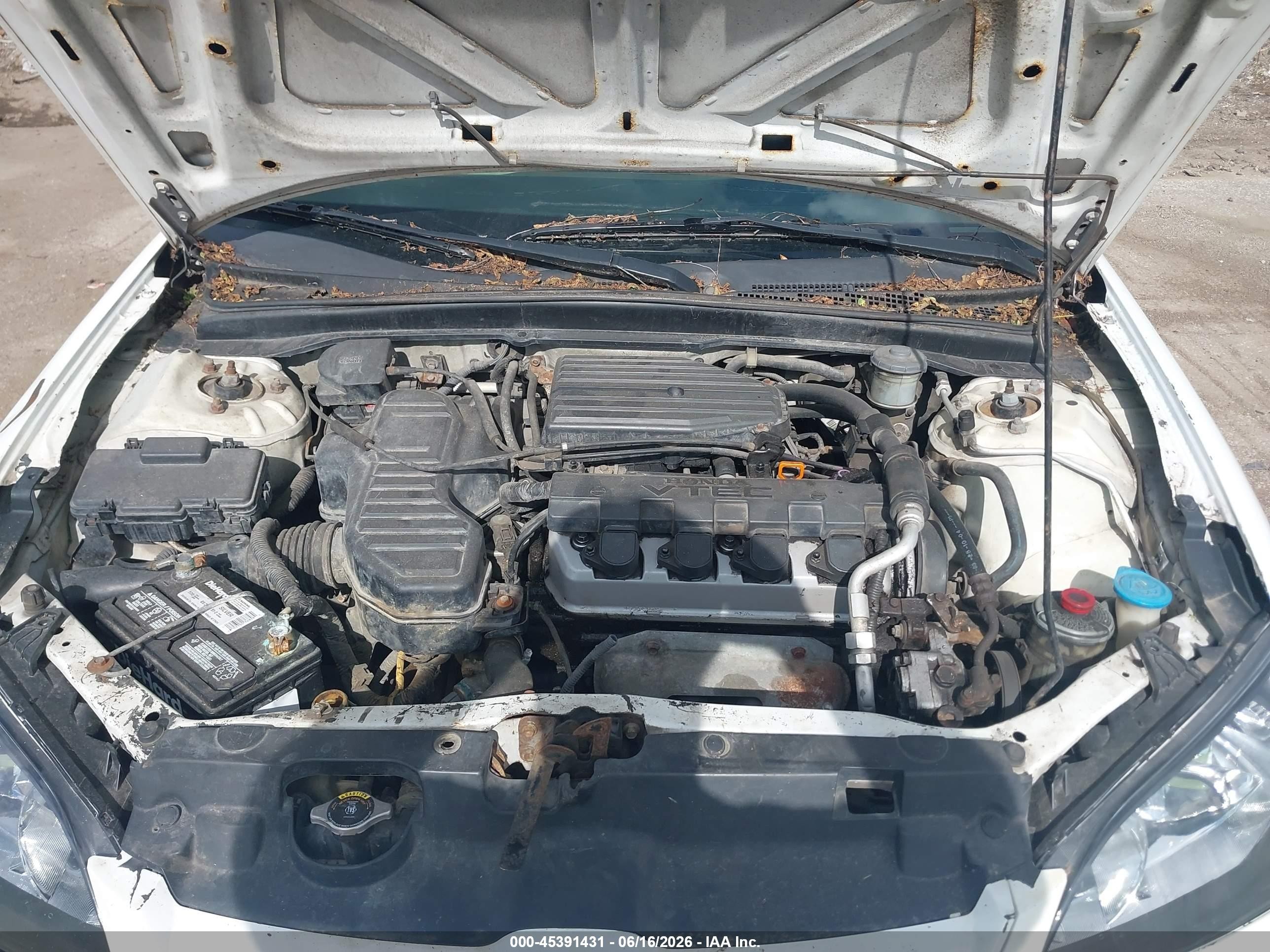 2005 Honda Civic Lx White vin: 2HGES16525H525722