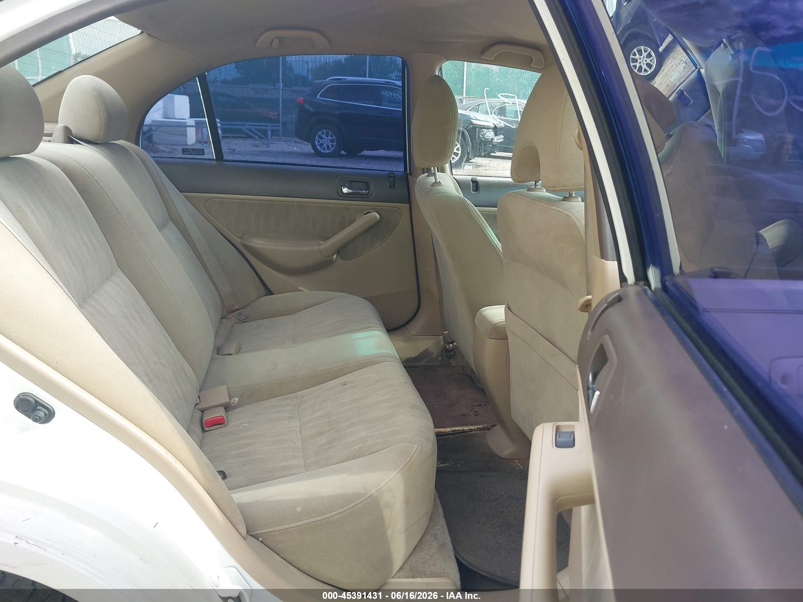 2005 Honda Civic Lx White vin: 2HGES16525H525722