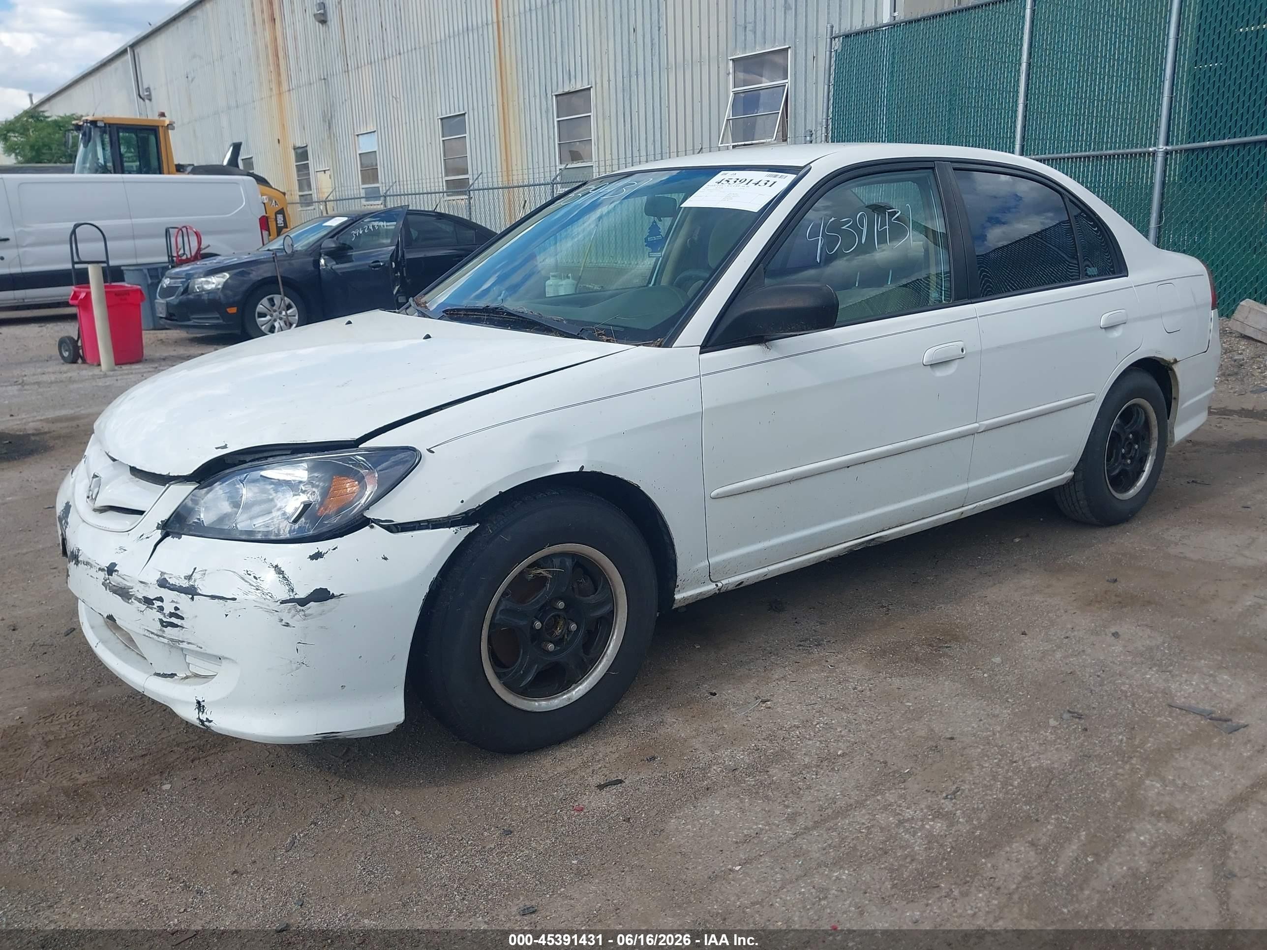 2005 Honda Civic Lx White vin: 2HGES16525H525722