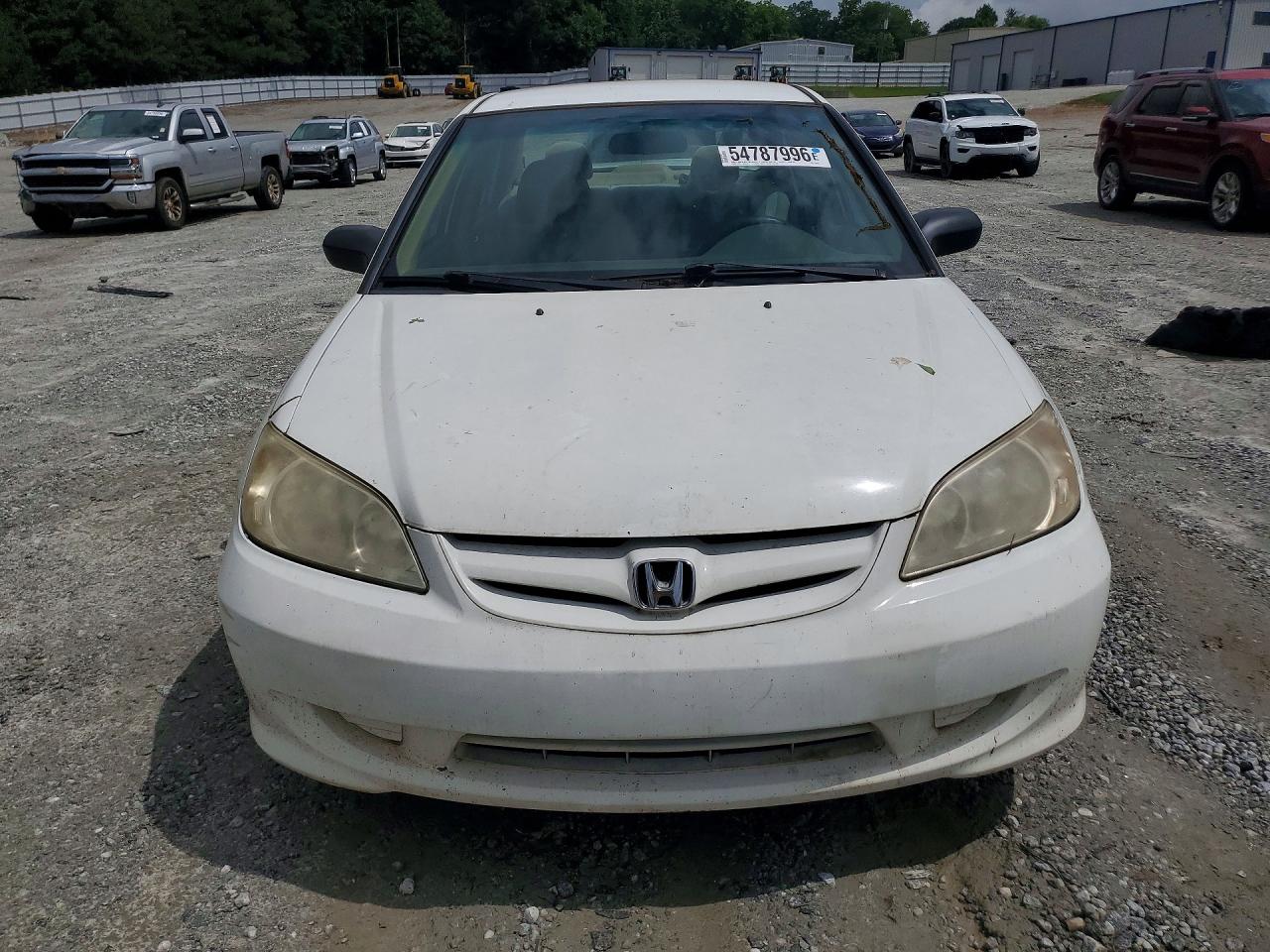 2005 Honda Civic Lx White vin: 2HGES16525H536803