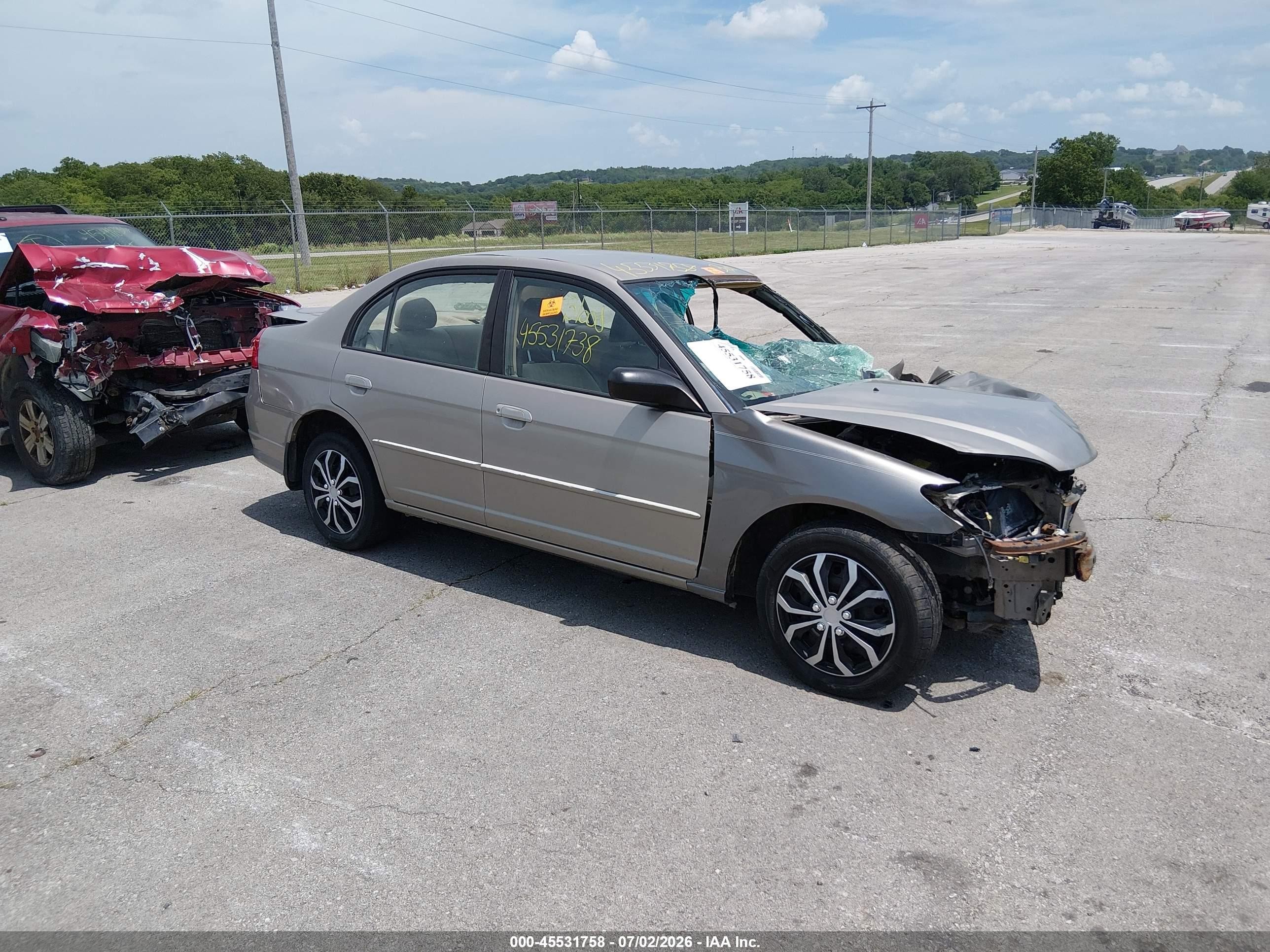 2005 Honda Civic Lx Beige vin: 2HGES16525H570708