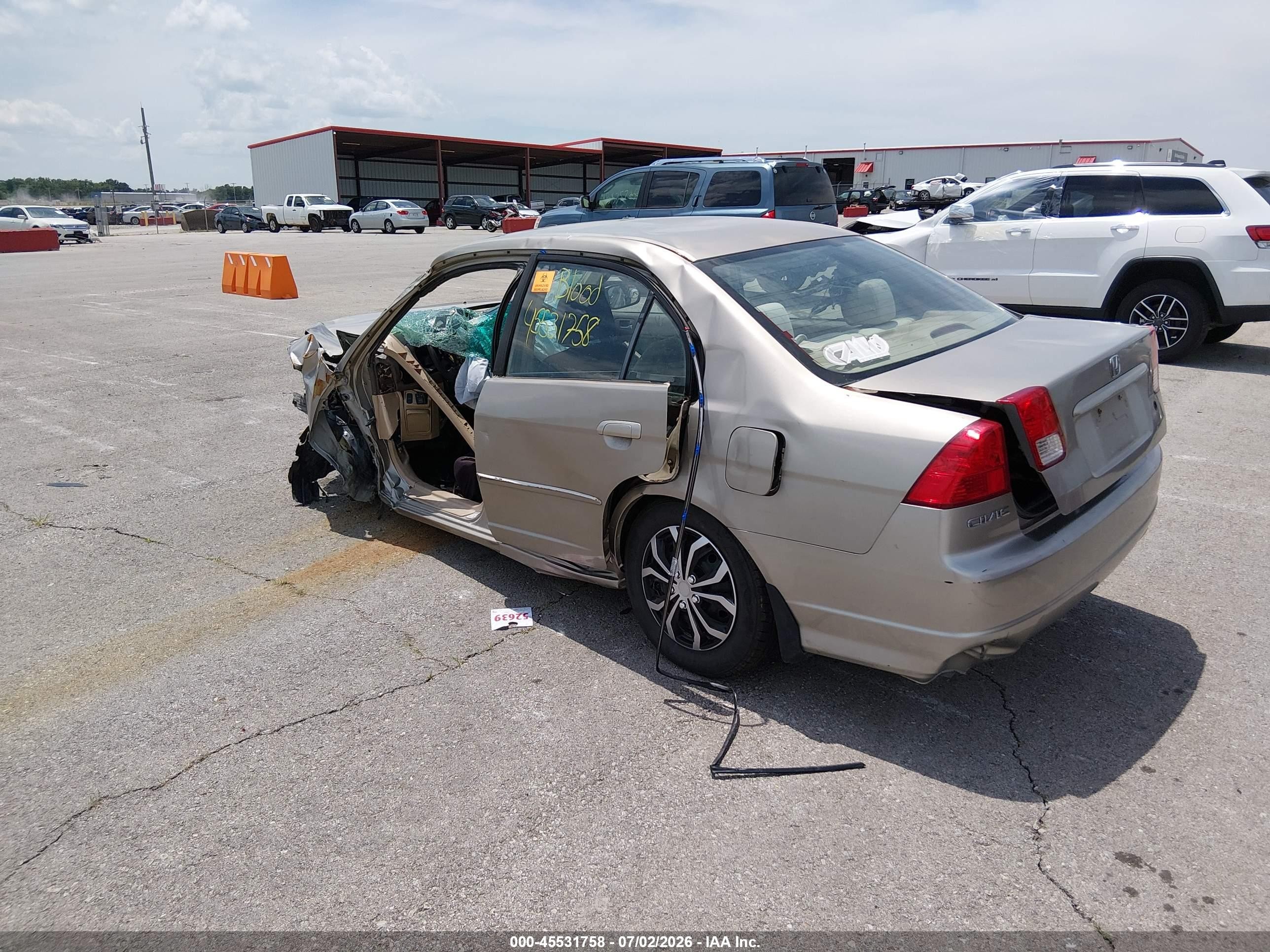 2005 Honda Civic Lx Бежевый vin: 2HGES16525H570708