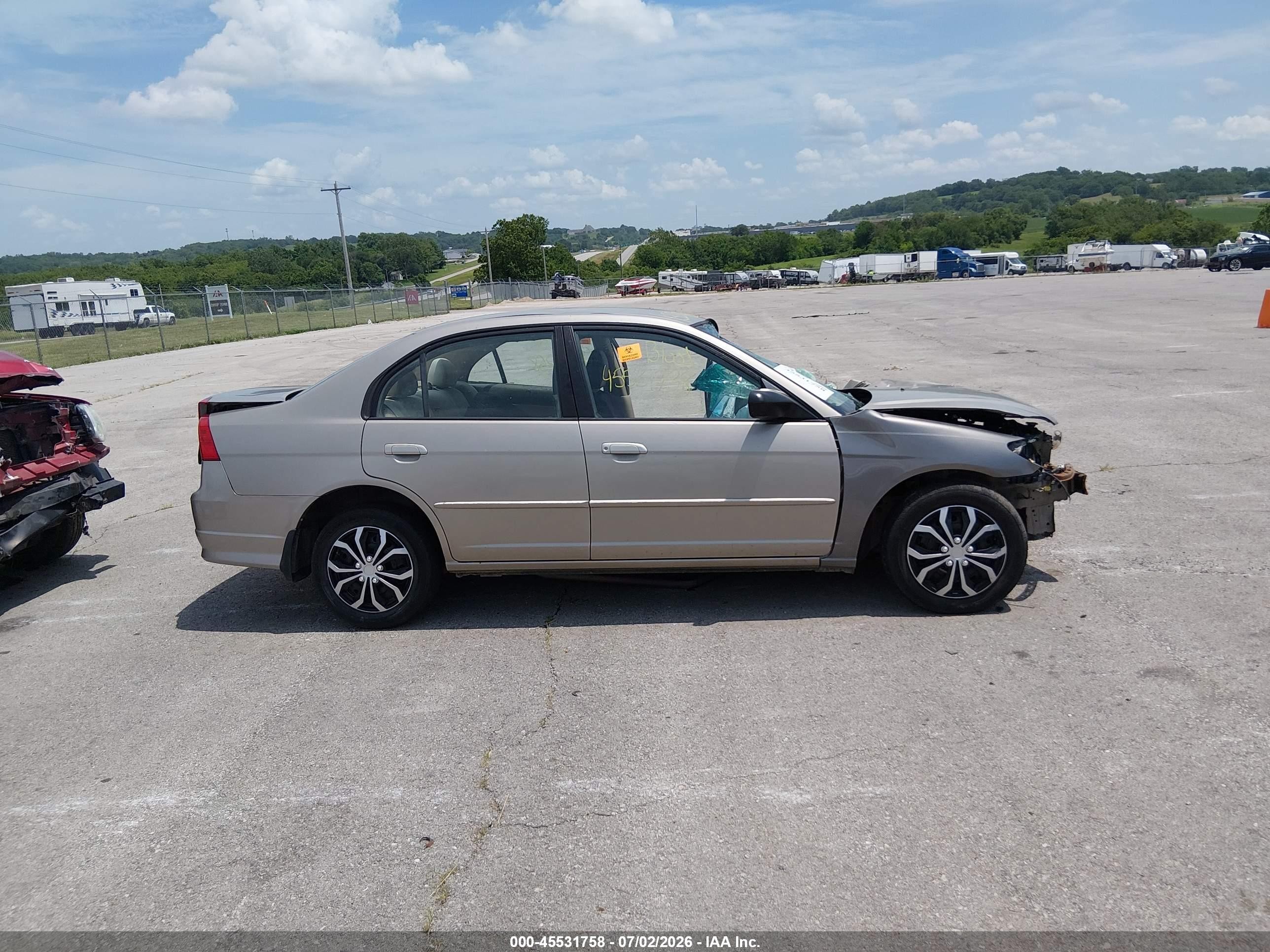 2005 Honda Civic Lx Бежевый vin: 2HGES16525H570708